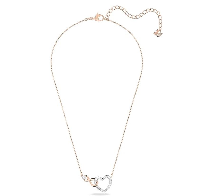 Swarovski Hyperbola Necklace Infinity and Heart White Mixed Metal