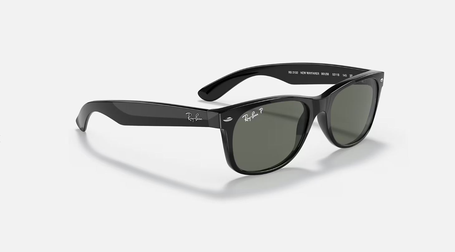Ray-Ban New Wayfarer Classic Polished Black/Green Polarized 55 mm