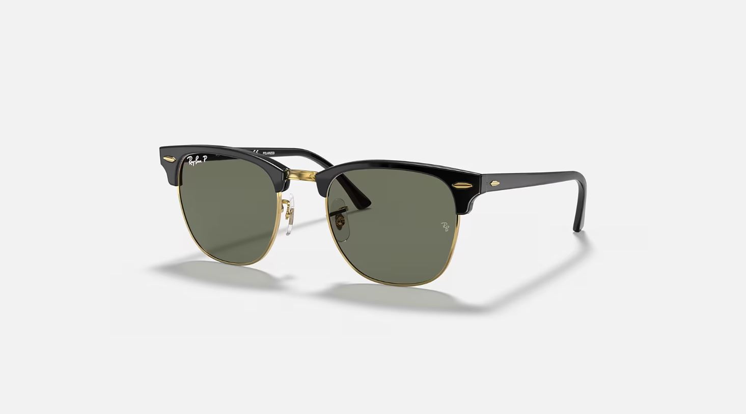 Ray-Ban Clubmaster Classic Black/Gold / G-15 Green Polarized  display picture 2