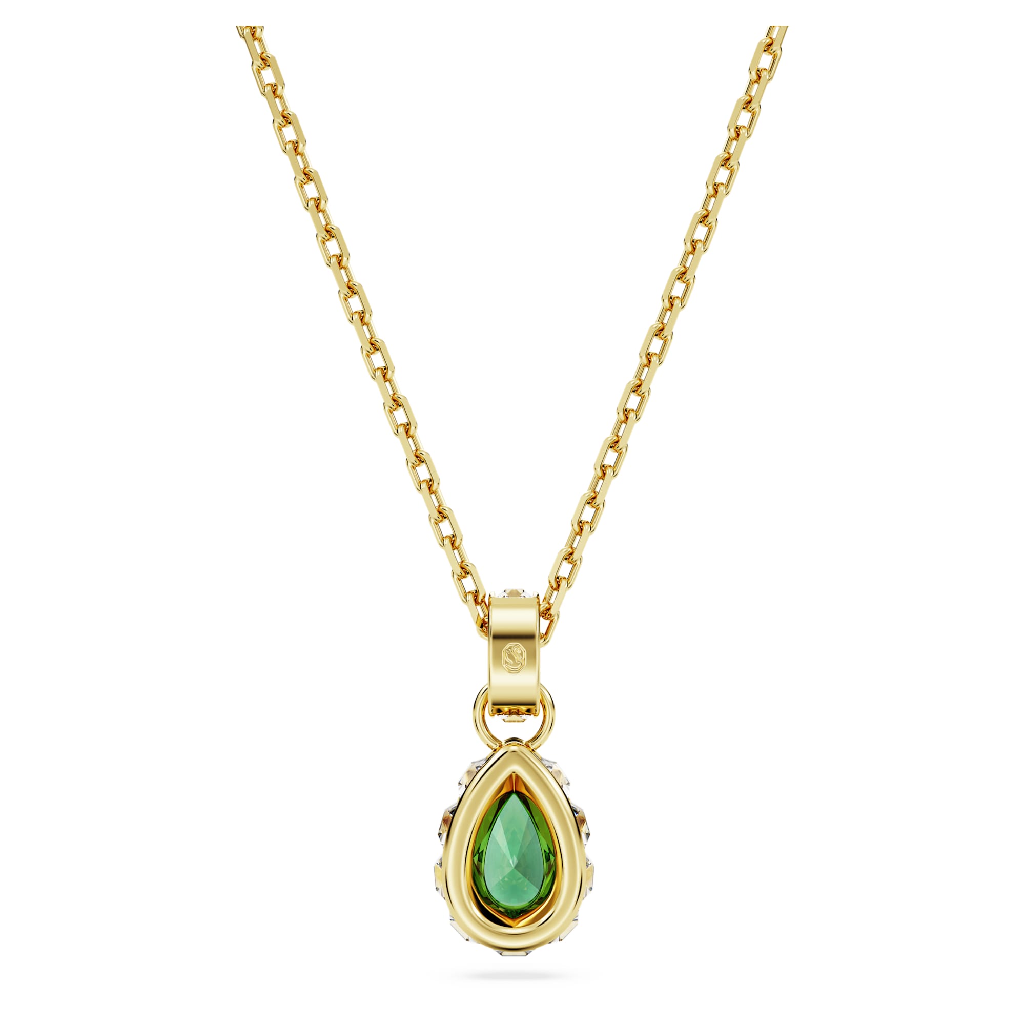 ★SWAROVSKI★ Chroma Green Gold Tone Necklace 5648751 Swarovski Chroma Pendant Necklace Pear Cut Green Gold-tone