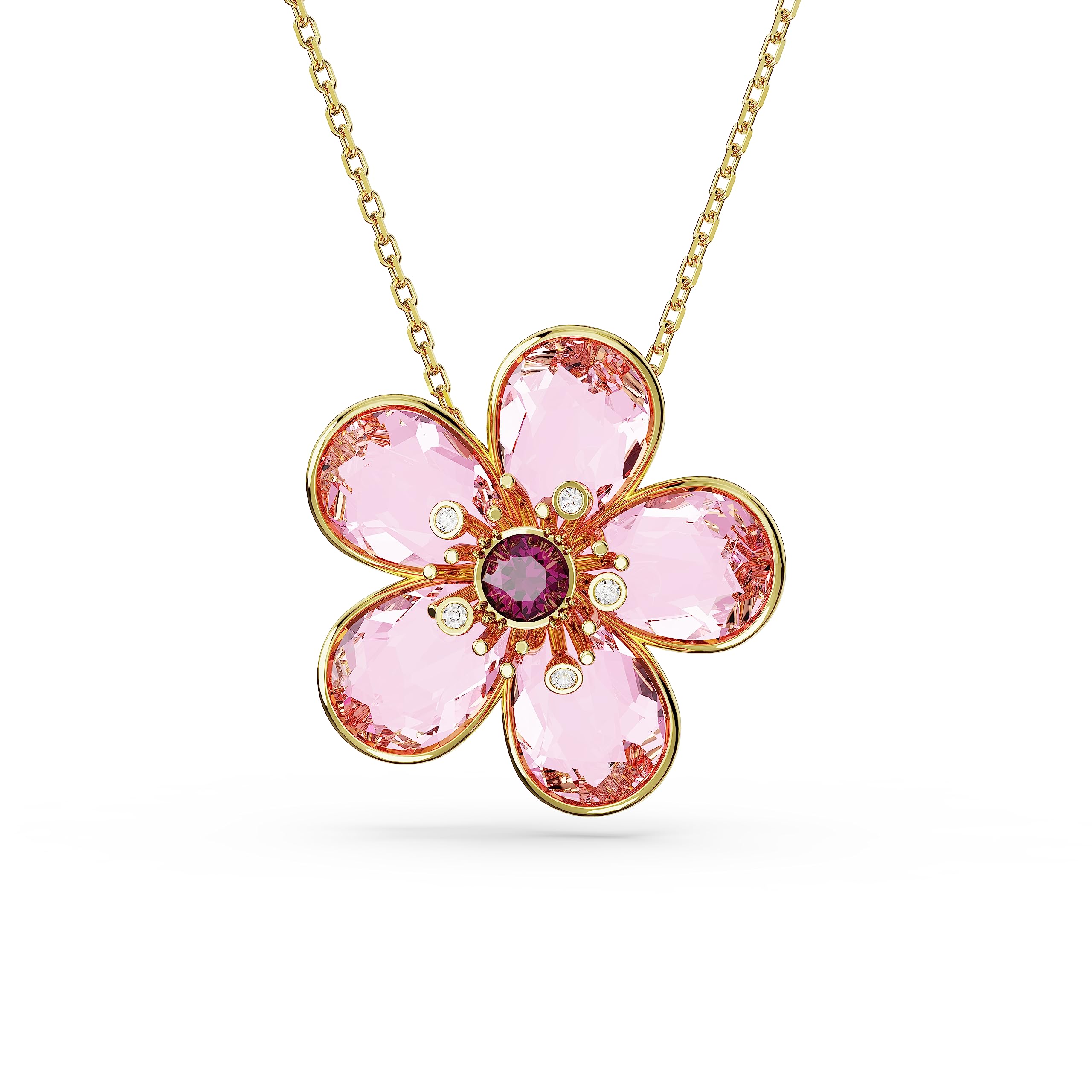 ワンダフルワールド 斜めがけネックレス&ブレスレット　お花　ピンク系 Swarovski Idyllia Pendant Necklace Flower, Small, Pink, Gold-Tone