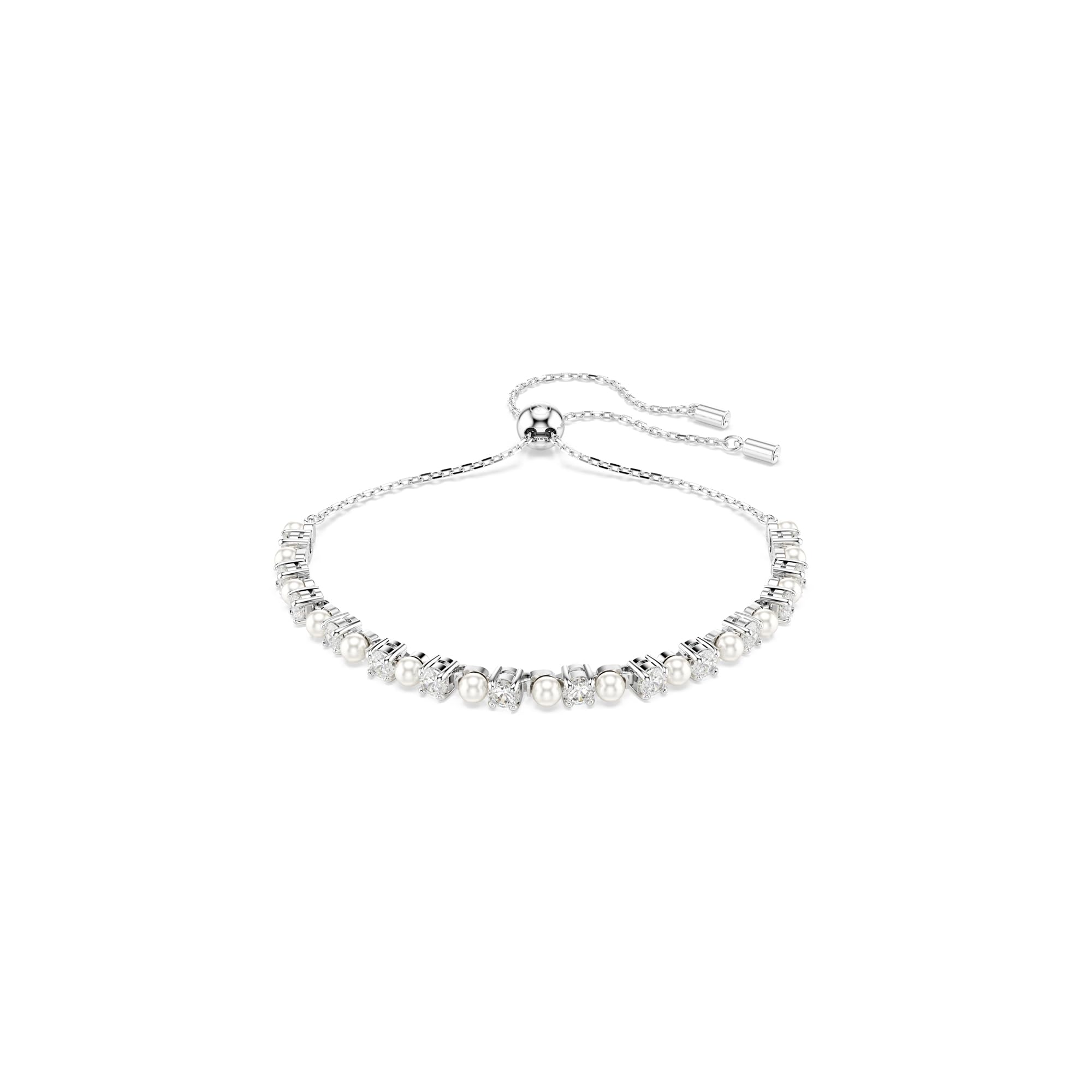 SWAROVSKI シルバー クリスタルブレスレット Swarovski Matrix Bracelet Crystal Pearl, Round Cut White, Rhodium
