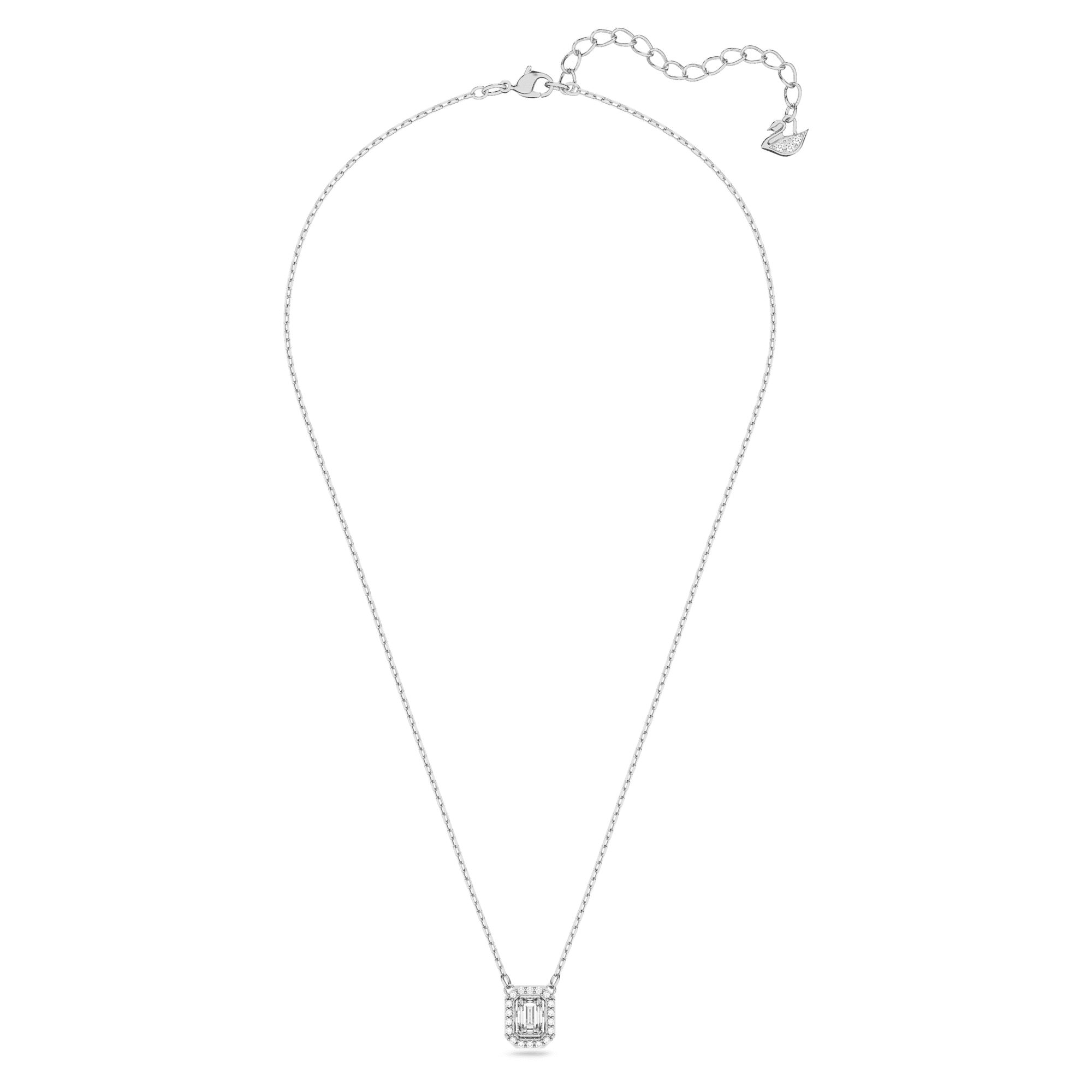 Swarovski Una Pendant Necklace Octagon Cut, White, Rhodium