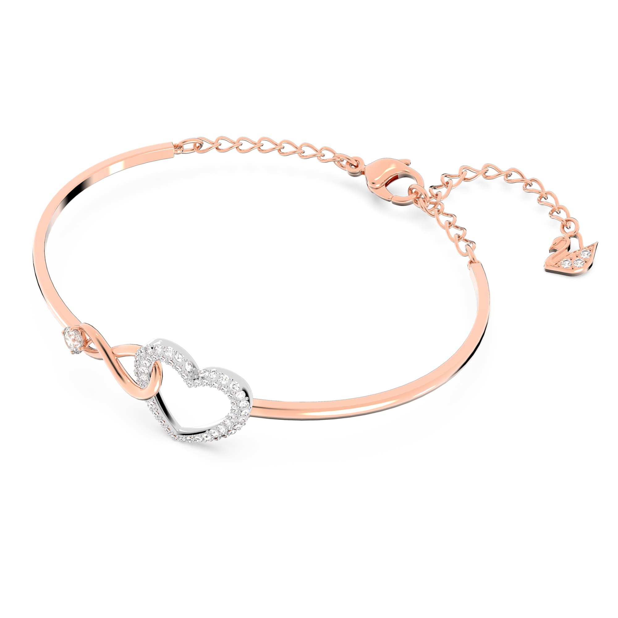 Swarovski Hyperbola Bangle Infinity and Heart, White, Mixed