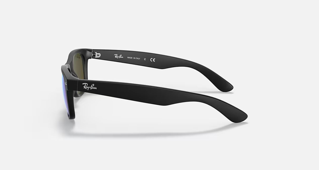 Ray-Ban New Wayfarer Flash Black/Blue Mirror 55mm Sunglasses
