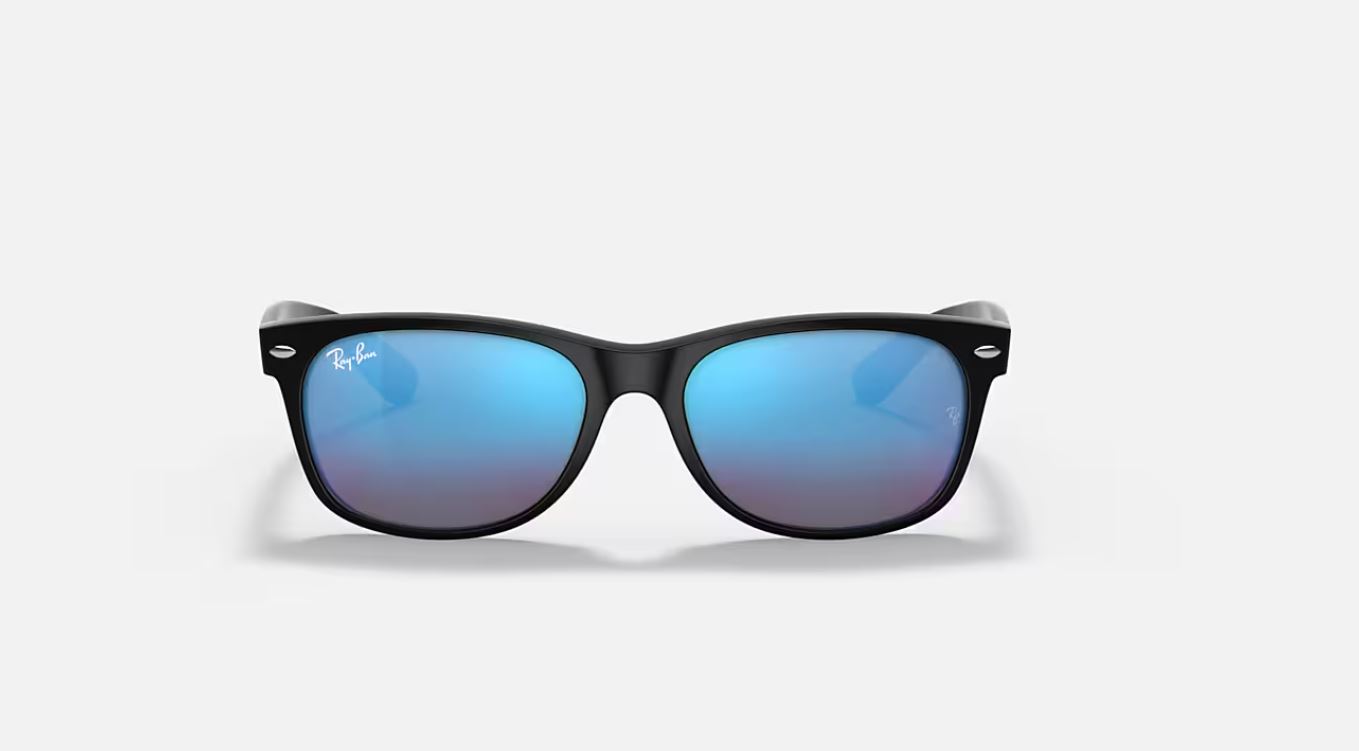 Ray-Ban New Wayfarer Flash Black/Blue Mirror 55mm Sunglasses