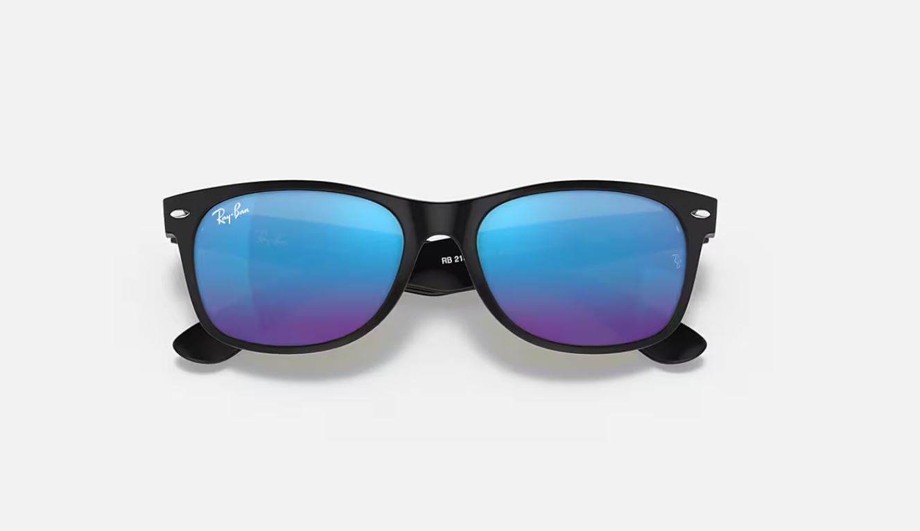 Ray-Ban New Wayfarer Flash Black/Blue Mirror 55mm Sunglasses