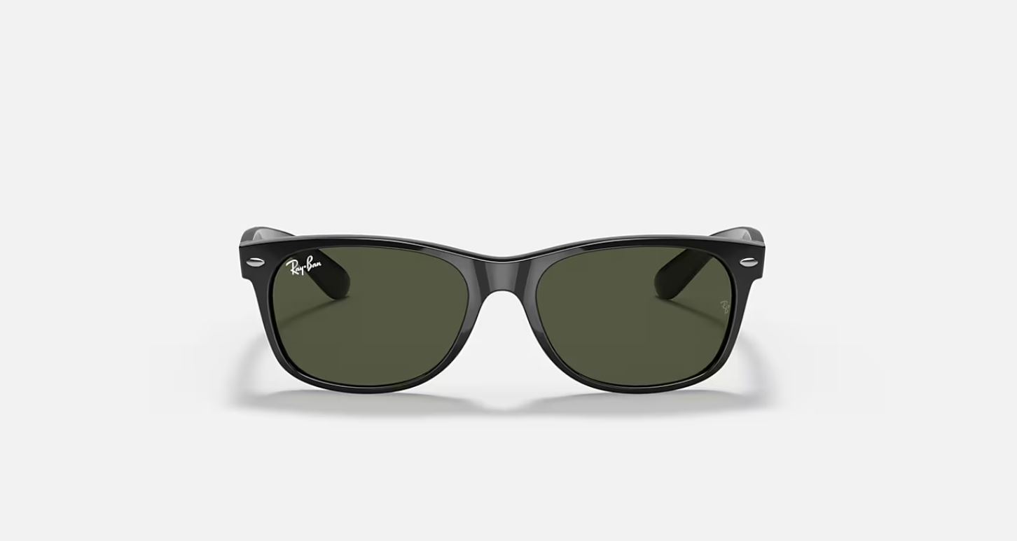 Ray-Ban New Wayfarer Polished Black/G-15 Green 52 mm Sunglasses