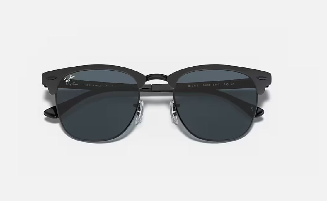 Ray-Ban Clubmaster Metal Matte Black/Blue 51 mm Sunglasses RB3716