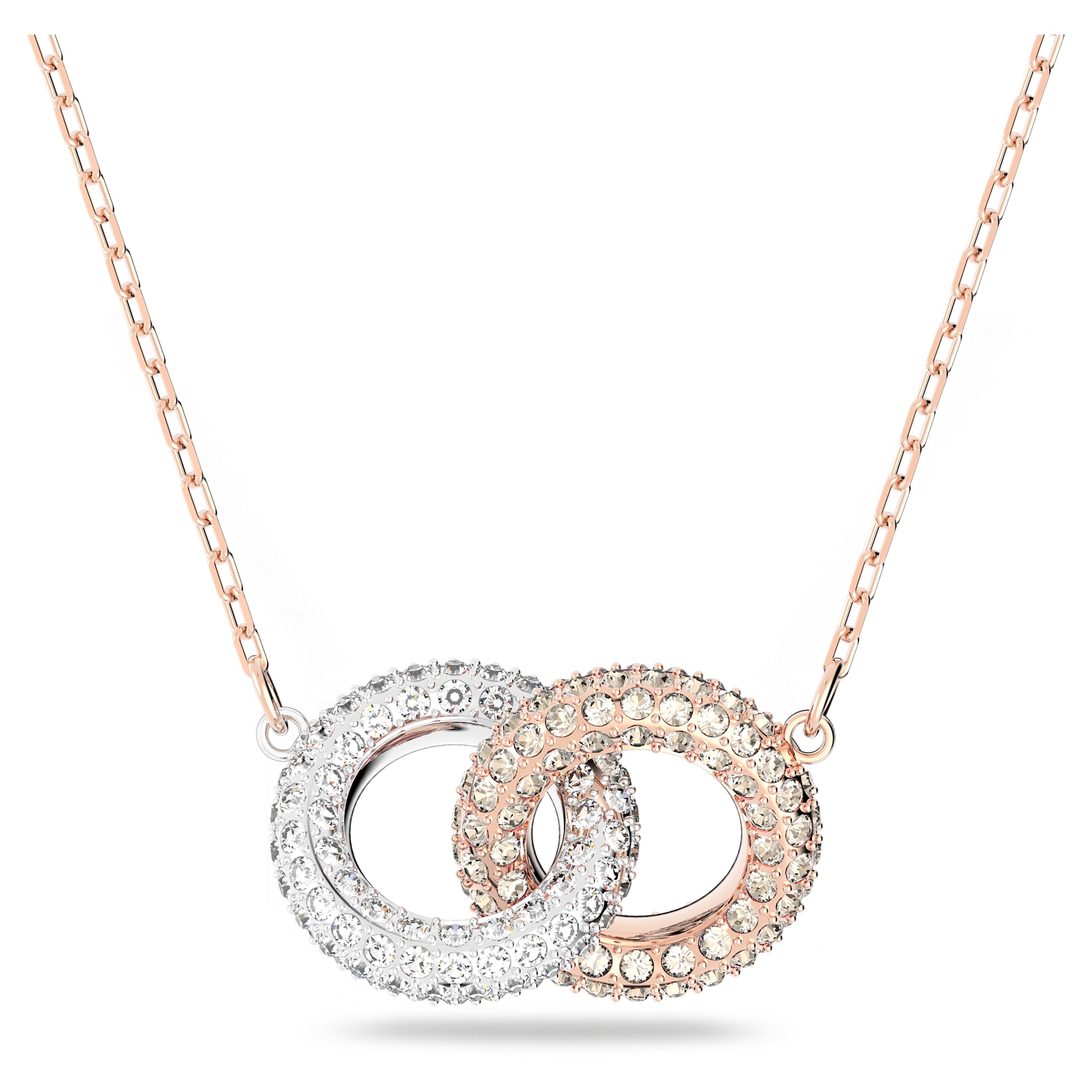 ワンダフルワールドSET ネックレス とコサージュ ホワイトローズモチーフ Swarovski Dextera Necklace Intertwined circles, White, Rose Gold