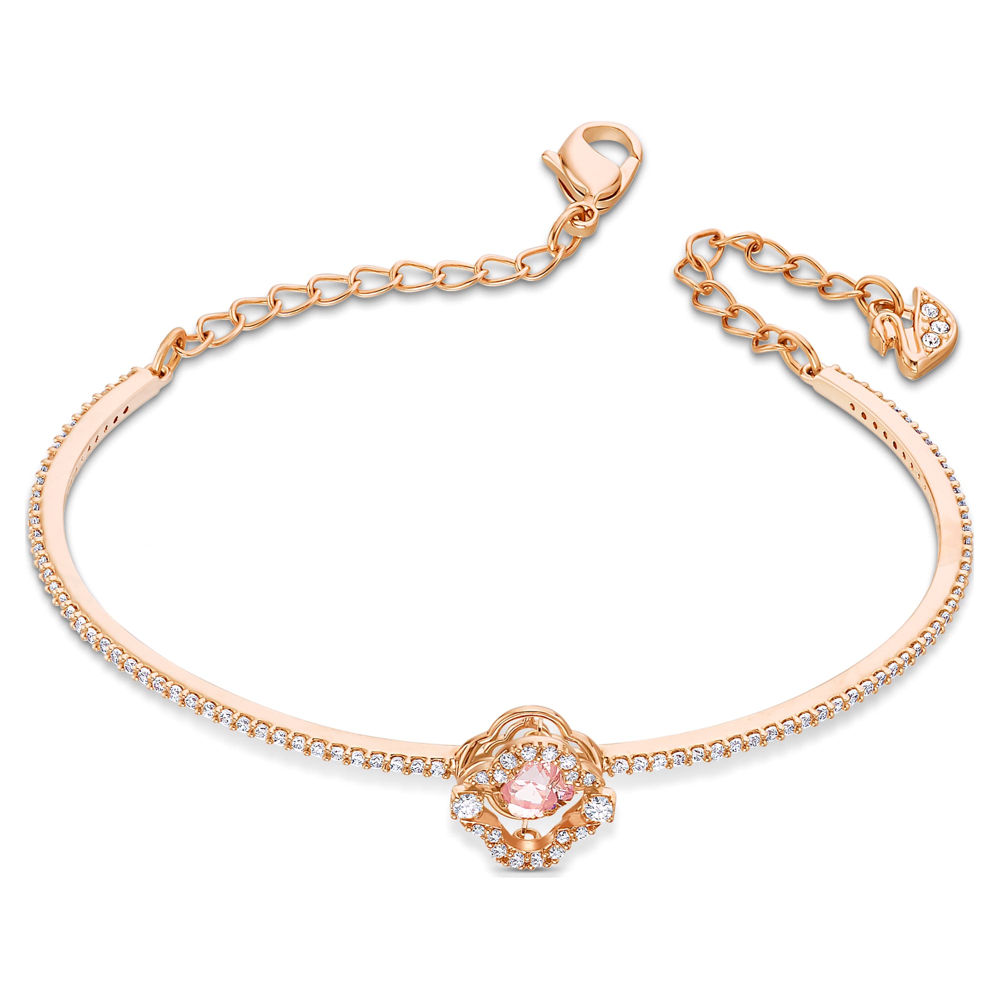 Swarovski Una Bangle Clover, Pink, Rose Gold-Tone Plated