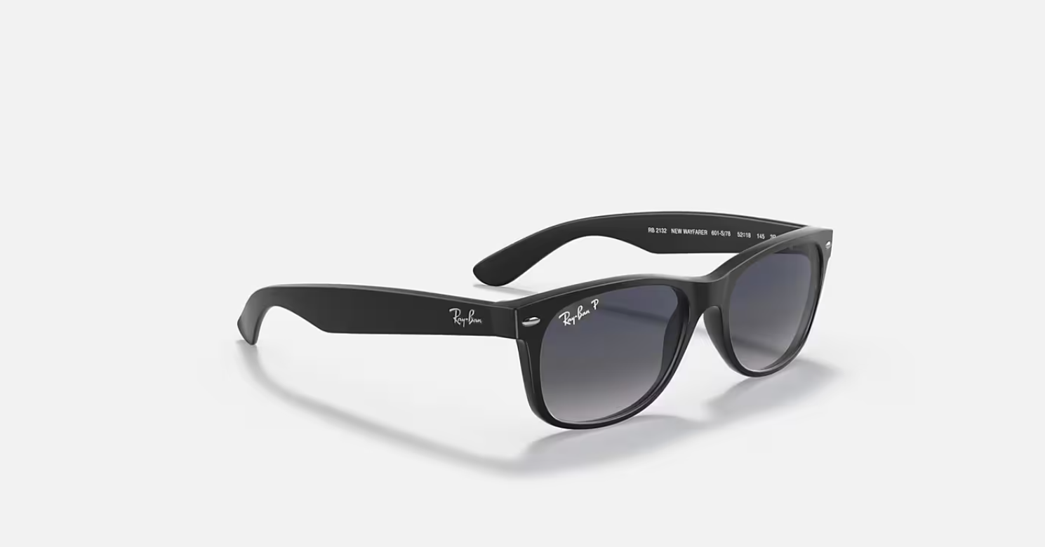 RB2132F.601S/78.55口18/140 Amazon.com: Ray Ban RB2132 Wayfarer 601S78 Matte Black/Polar