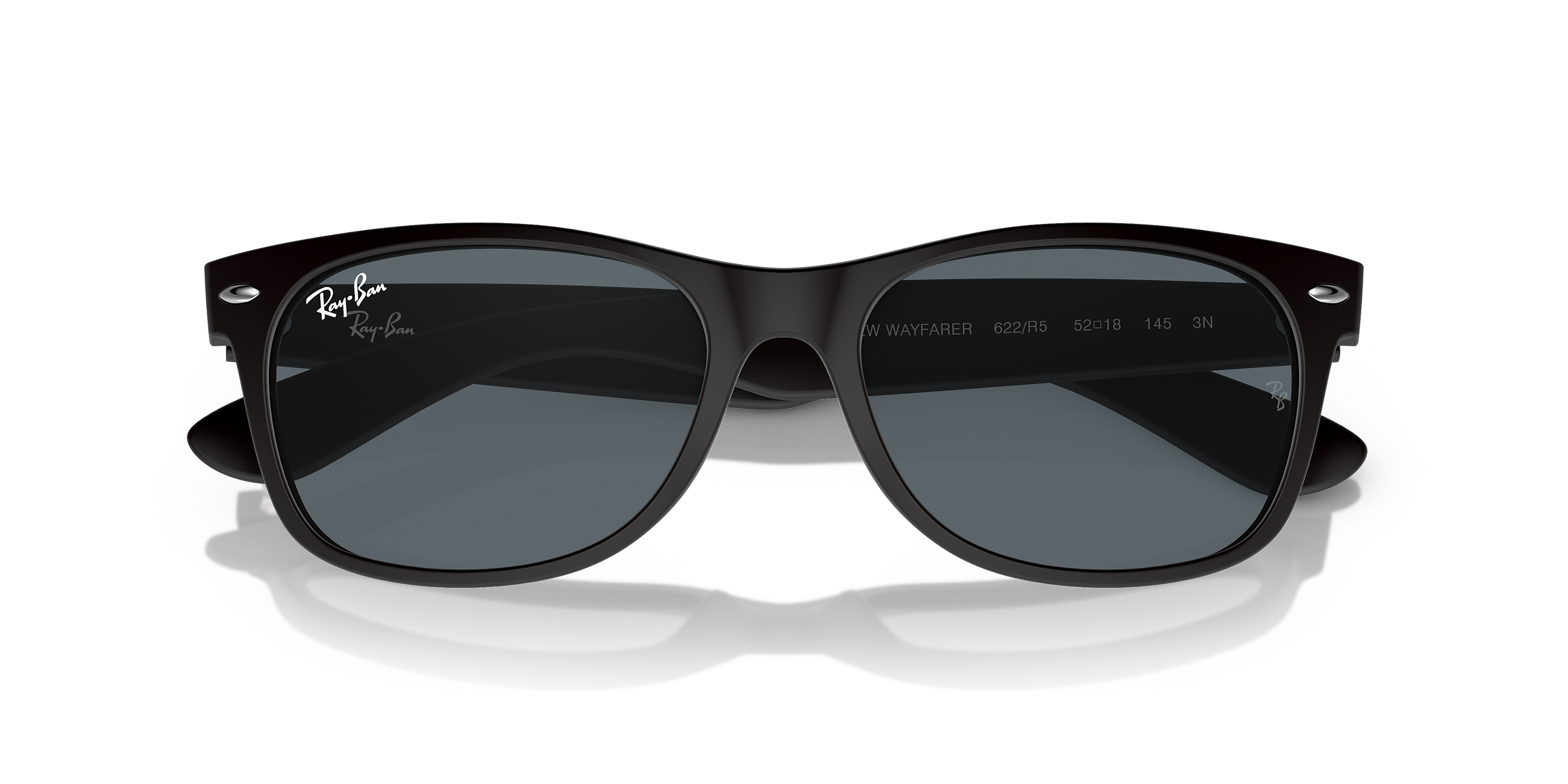 Ray-Ban New Wayfarer Matte Black/Blue 58 mm Sunglasses RB2132 622