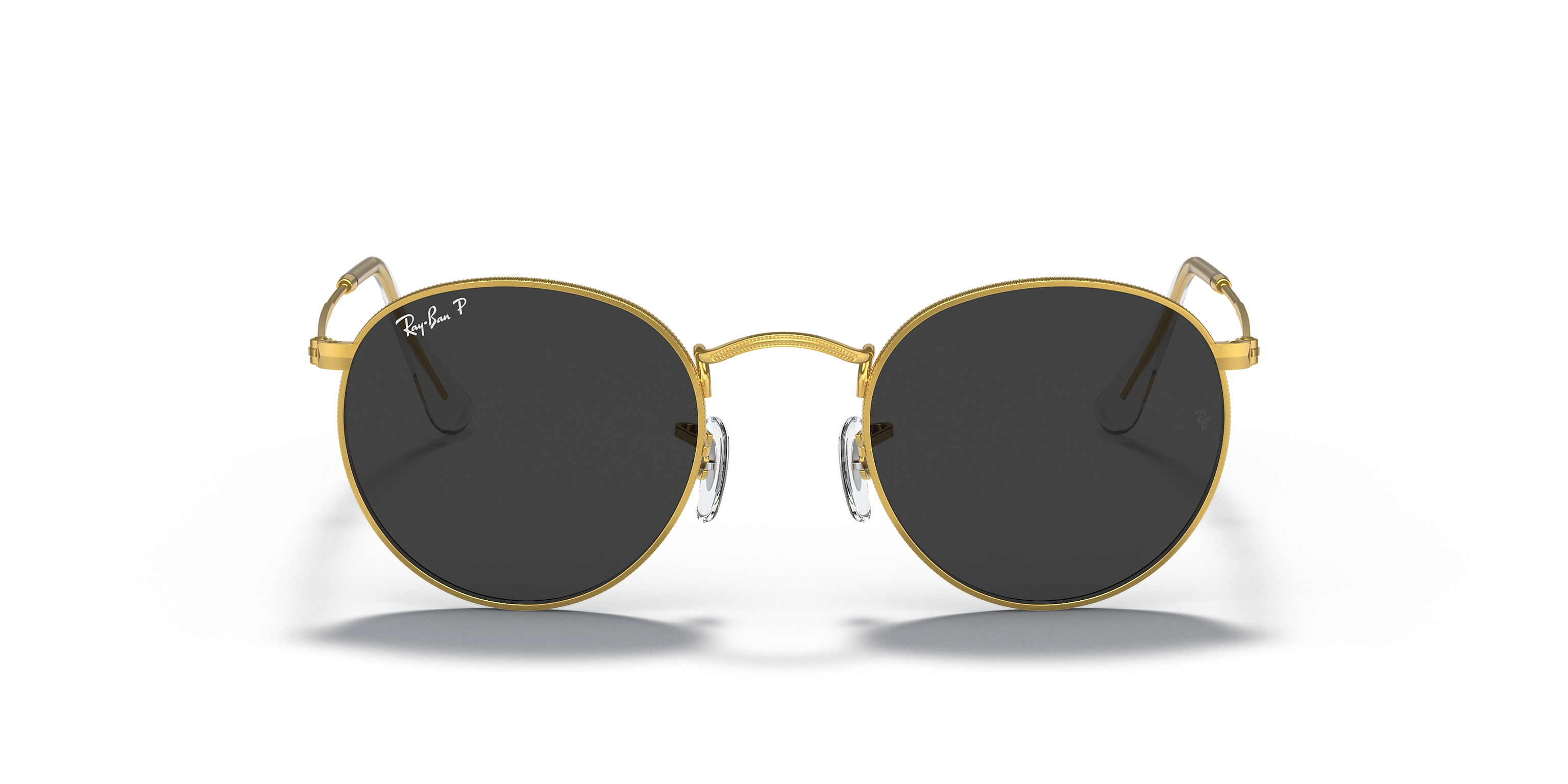 RB3447 002/64 50◽︎21 Ray-Ban Round Metal Polarized Gold Black 50 mm Sunglasses RB3447