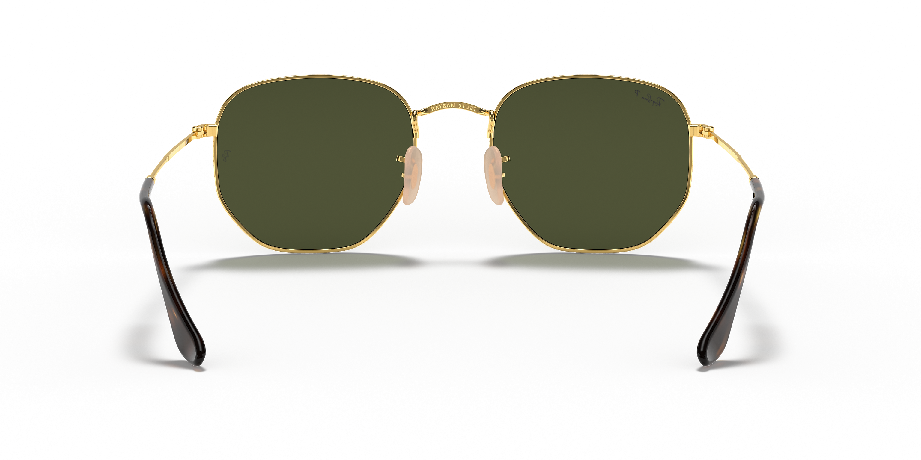 Ray-Ban Hexagonal Flat Gold/Green Polarized 51mm Sunglasses