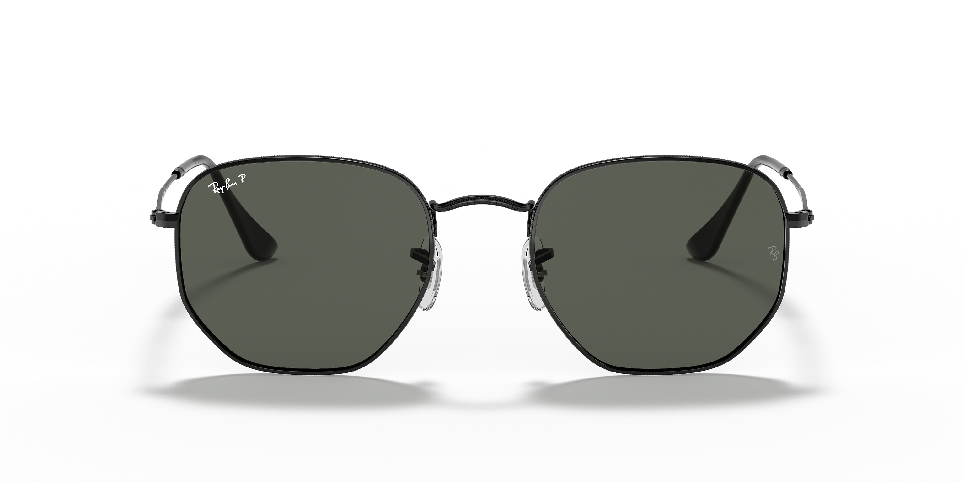 Ray-Ban Hexagonal Black/G-15 Green Polarized 54 mm Sunglasses
