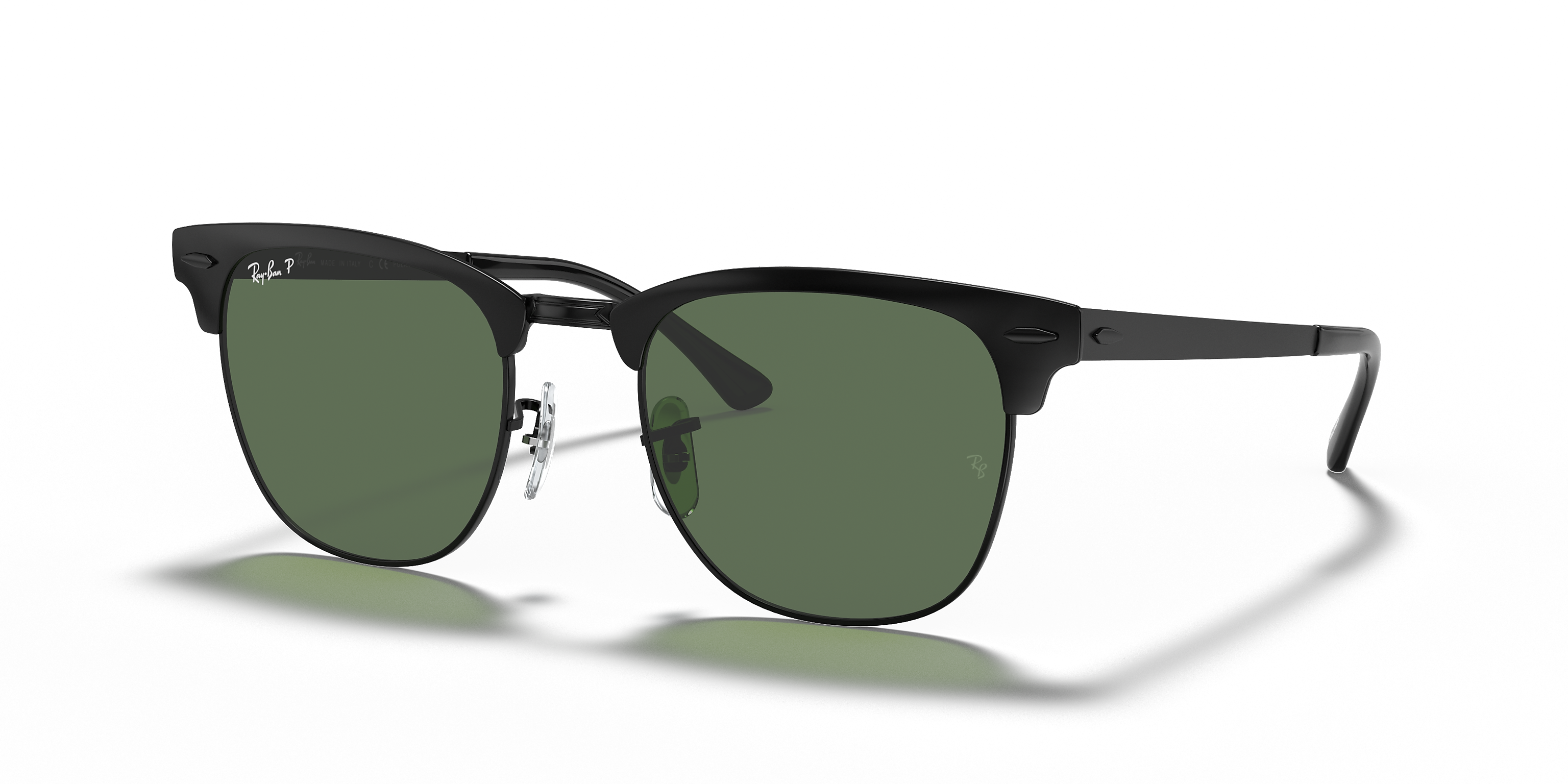 Ray-Ban Clubmaster Metal Matte Black/G-15 Green Polarized 51 mm