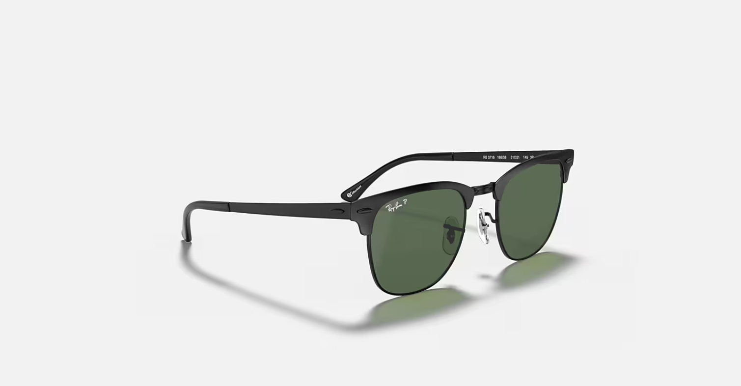 Ray-Ban Clubmaster Metal Matte Black/G-15 Green Polarized 51 mm