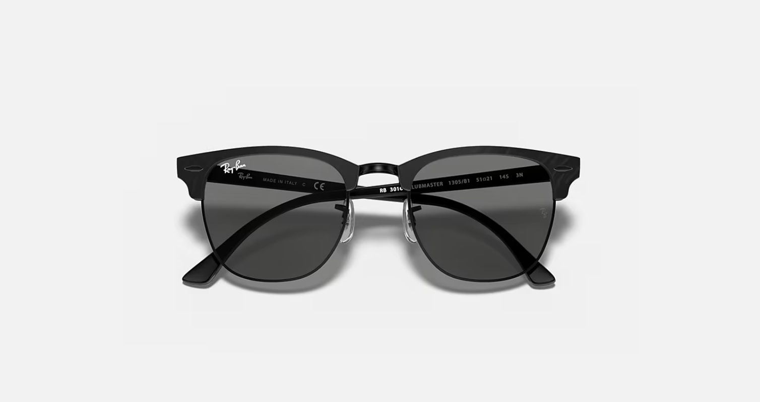 Ray-Ban RB3016 51021-140 .. ユニセックス Ray-Ban Clubmaster Marble Black/Dark Grey 49 mm Sunglasses RB3016
