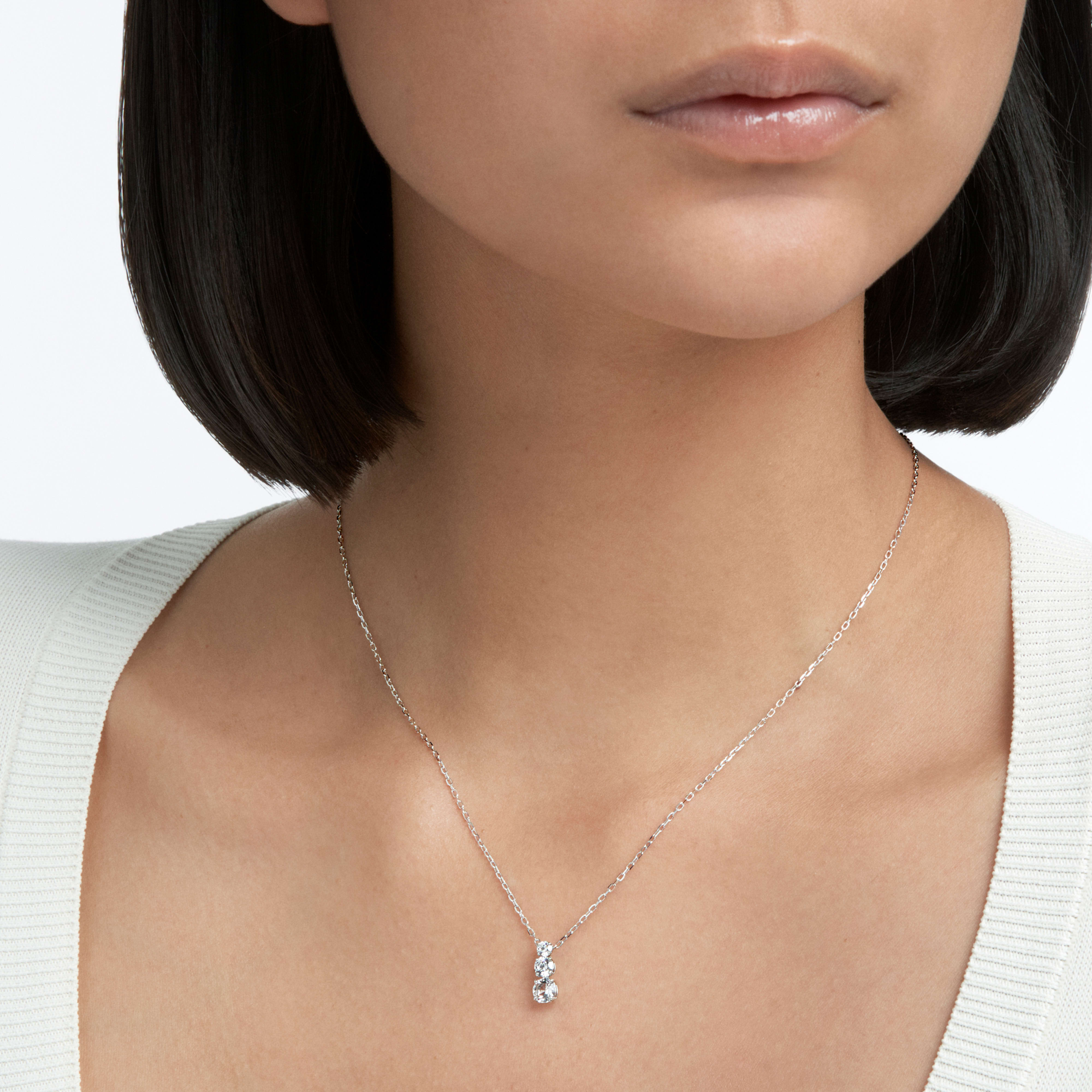 ★SWAROVSKI★ Stilla Attract Rhodium Necklace 5414970 Swarovski Attract Trilogy Necklace - White, Rhodium Plated