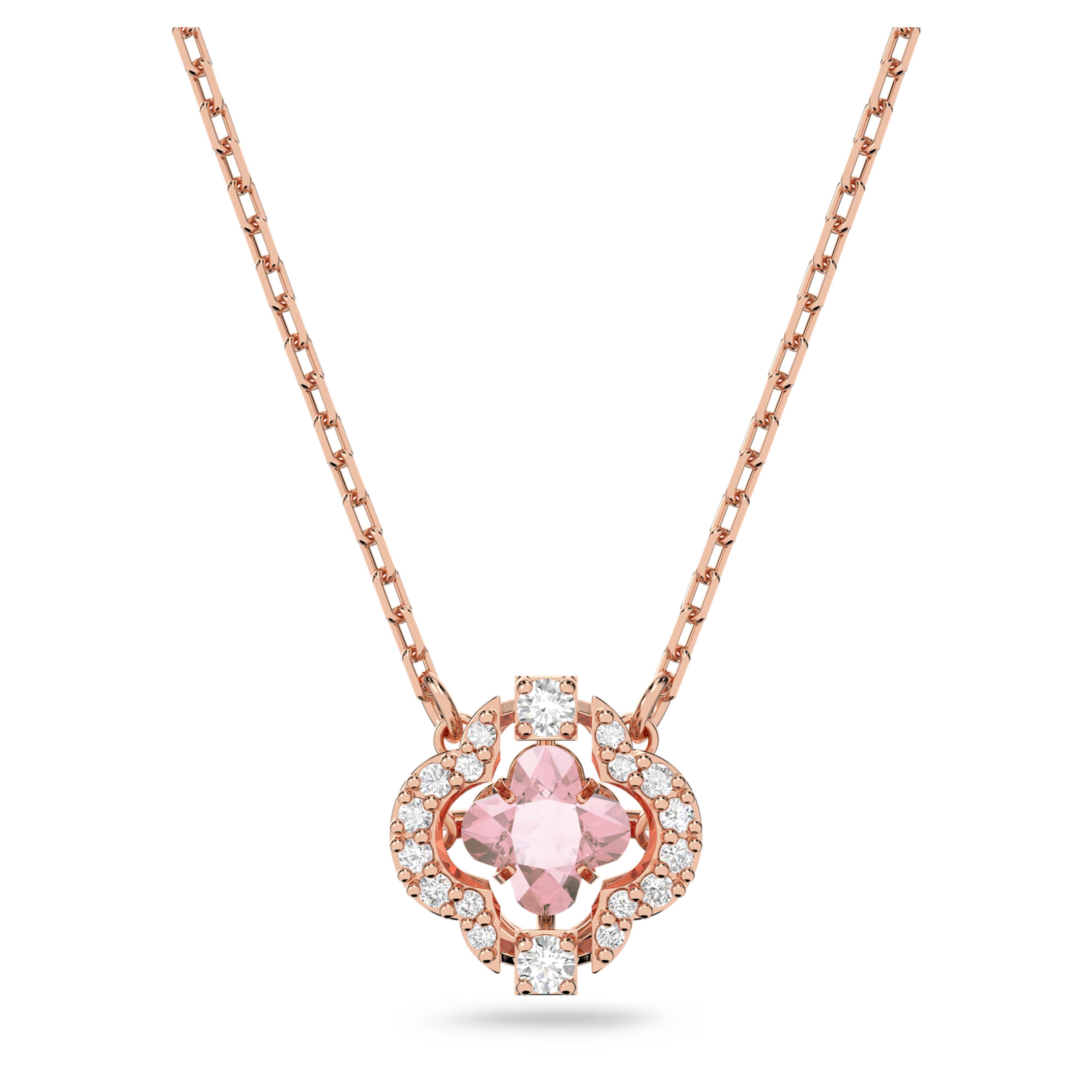 Swarovski Una Necklace, Clover, Pink, Rose Gold-Tone Plated