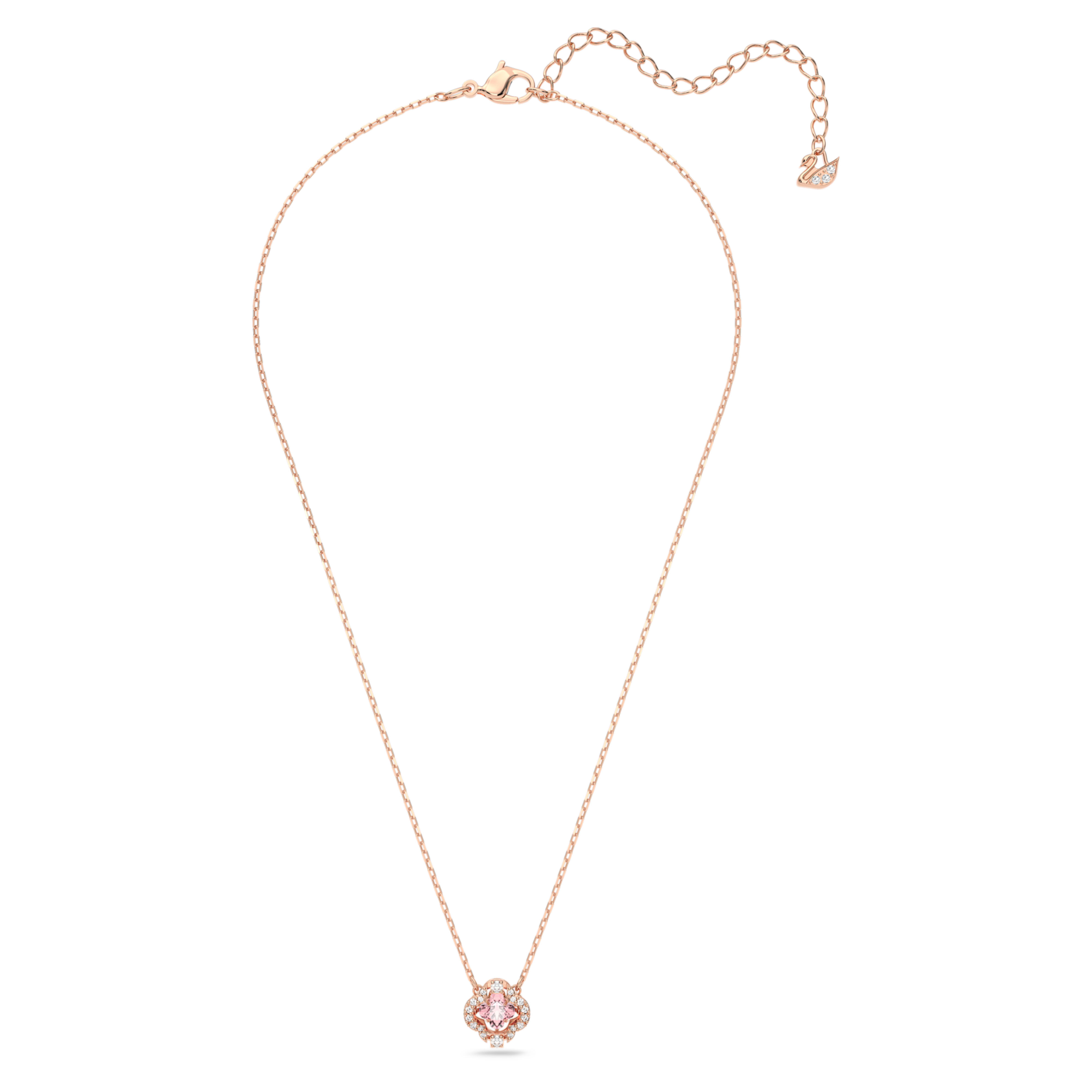 Swarovski Una Necklace, Clover, Pink, Rose Gold-Tone Plated