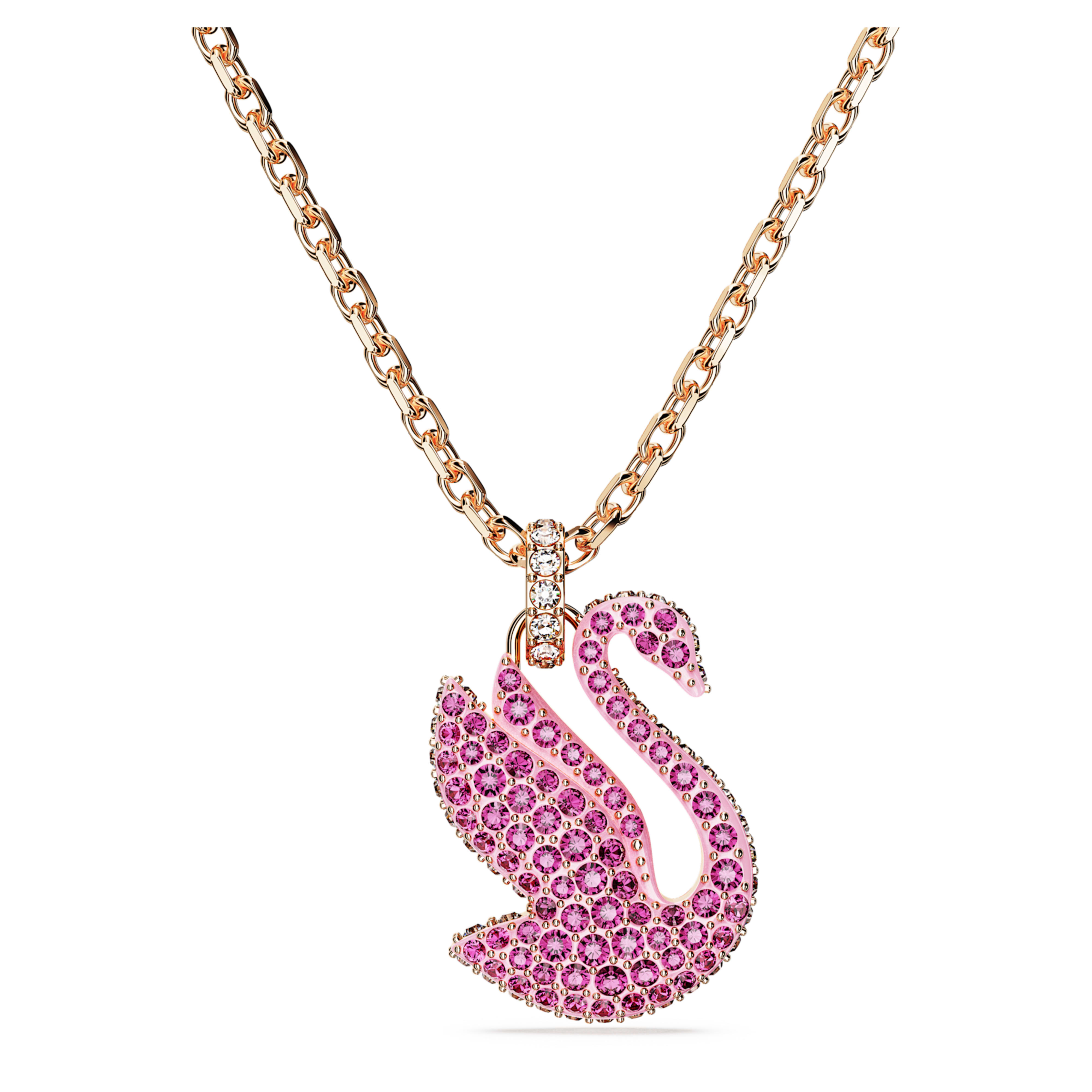 Swarovski Iconic Swan Crystal Pink/Rose Gold Plated Pendant