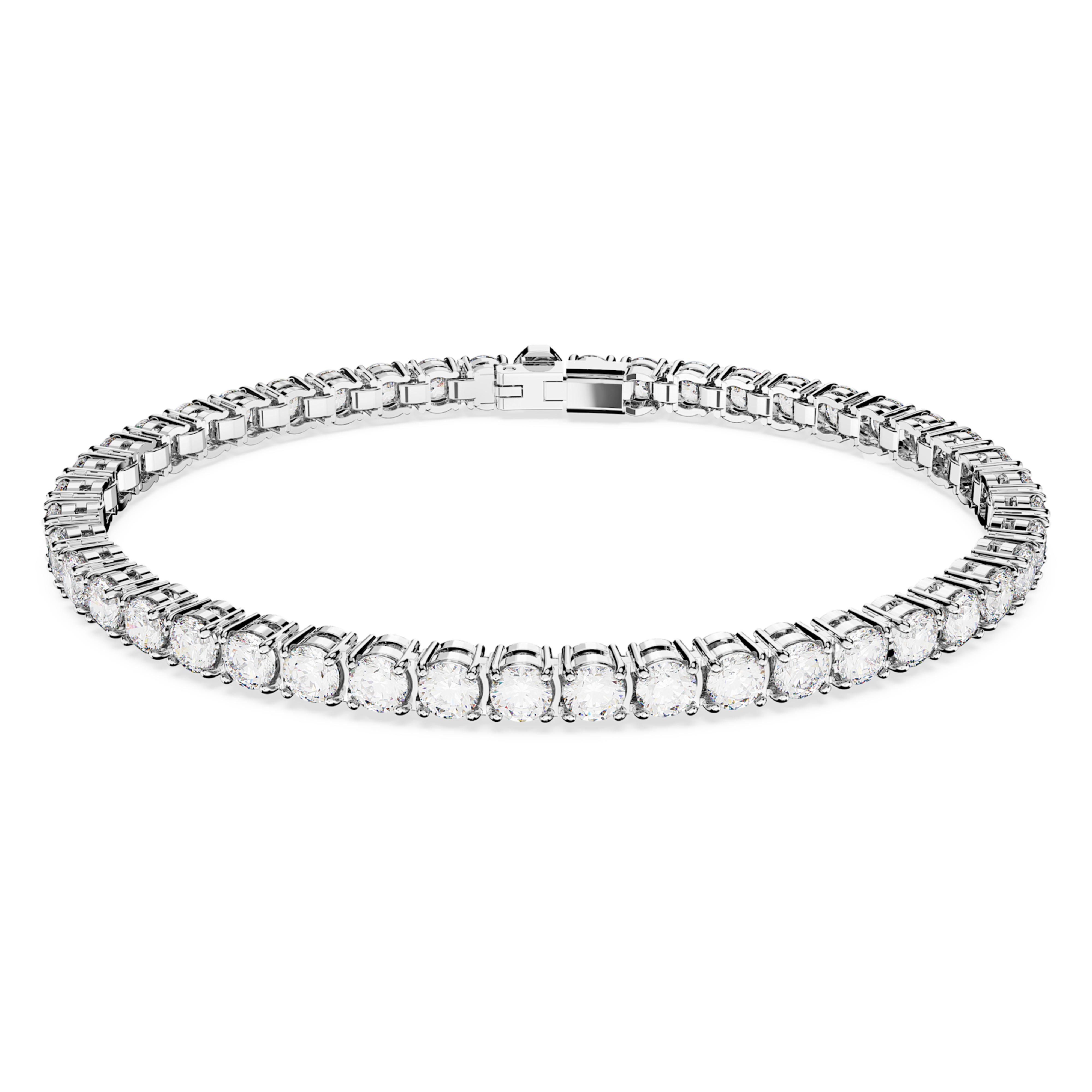 Swarovski Matrix Tennis Bracelet, Round Cut White, Rhodium Plated