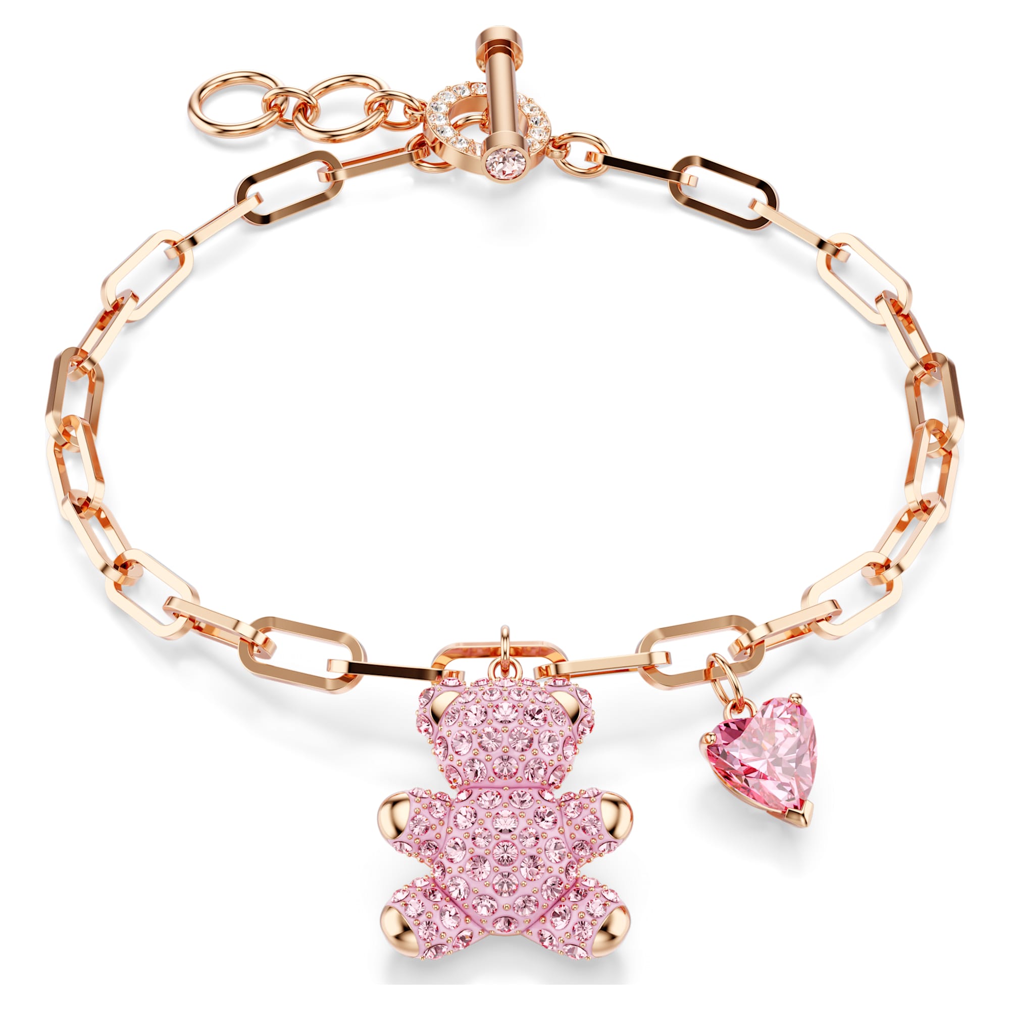 Swarovski Teddy Bracelet, Bear, Pink, Rose Gold-Tone Plated
