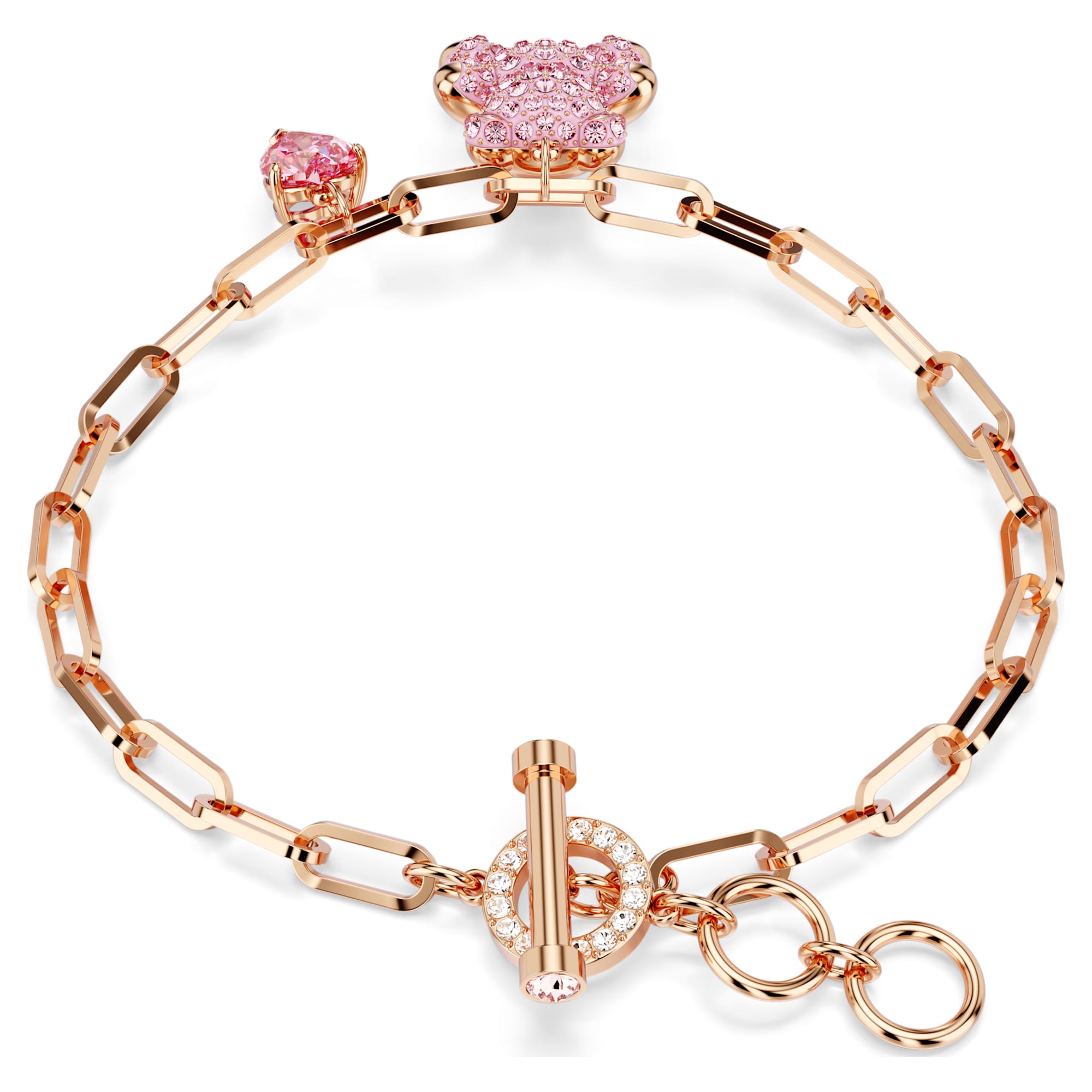 Swarovski Teddy Bracelet, Bear, Pink, Rose Gold-Tone Plated