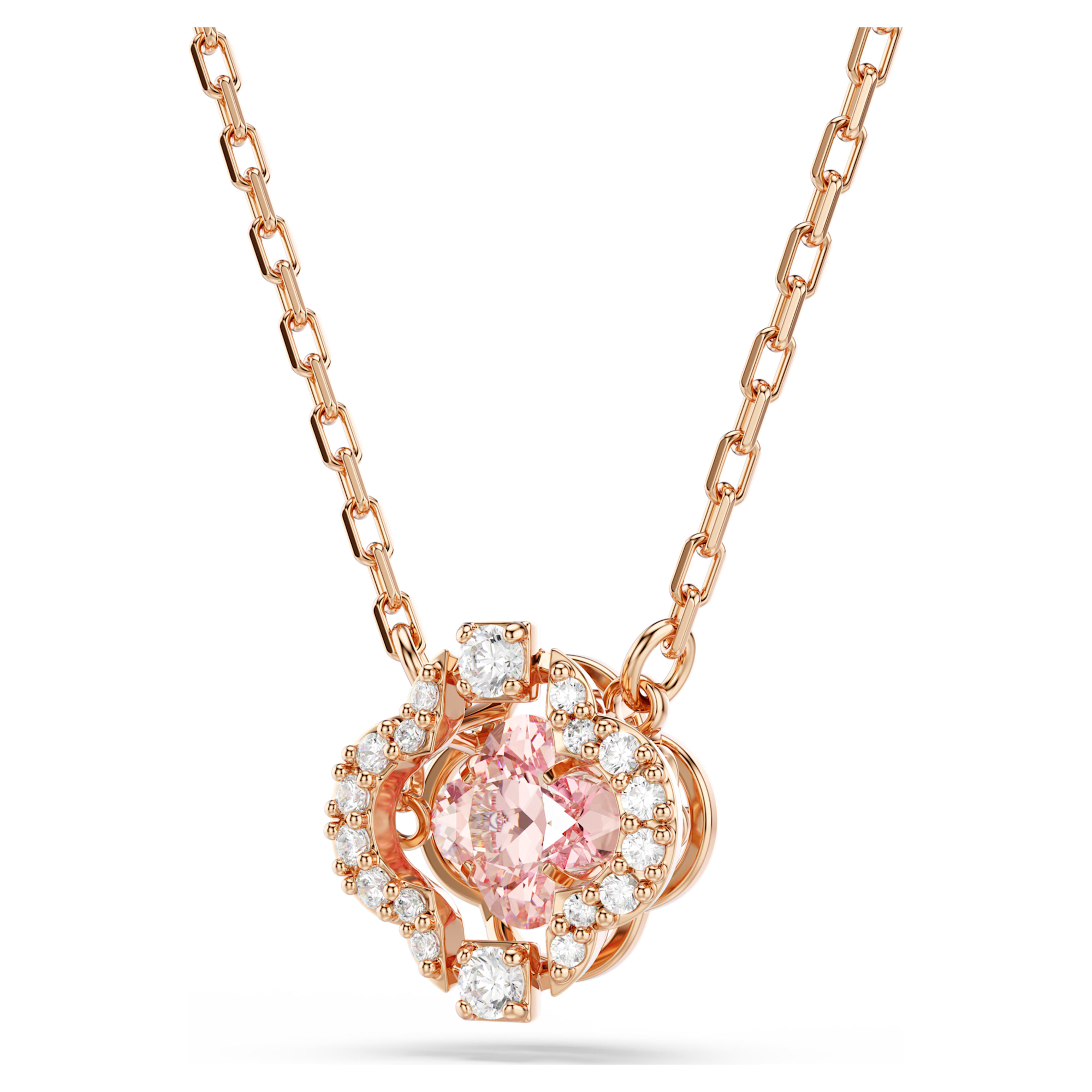 Swarovski Una Necklace, Clover, Pink, Rose Gold-Tone Plated