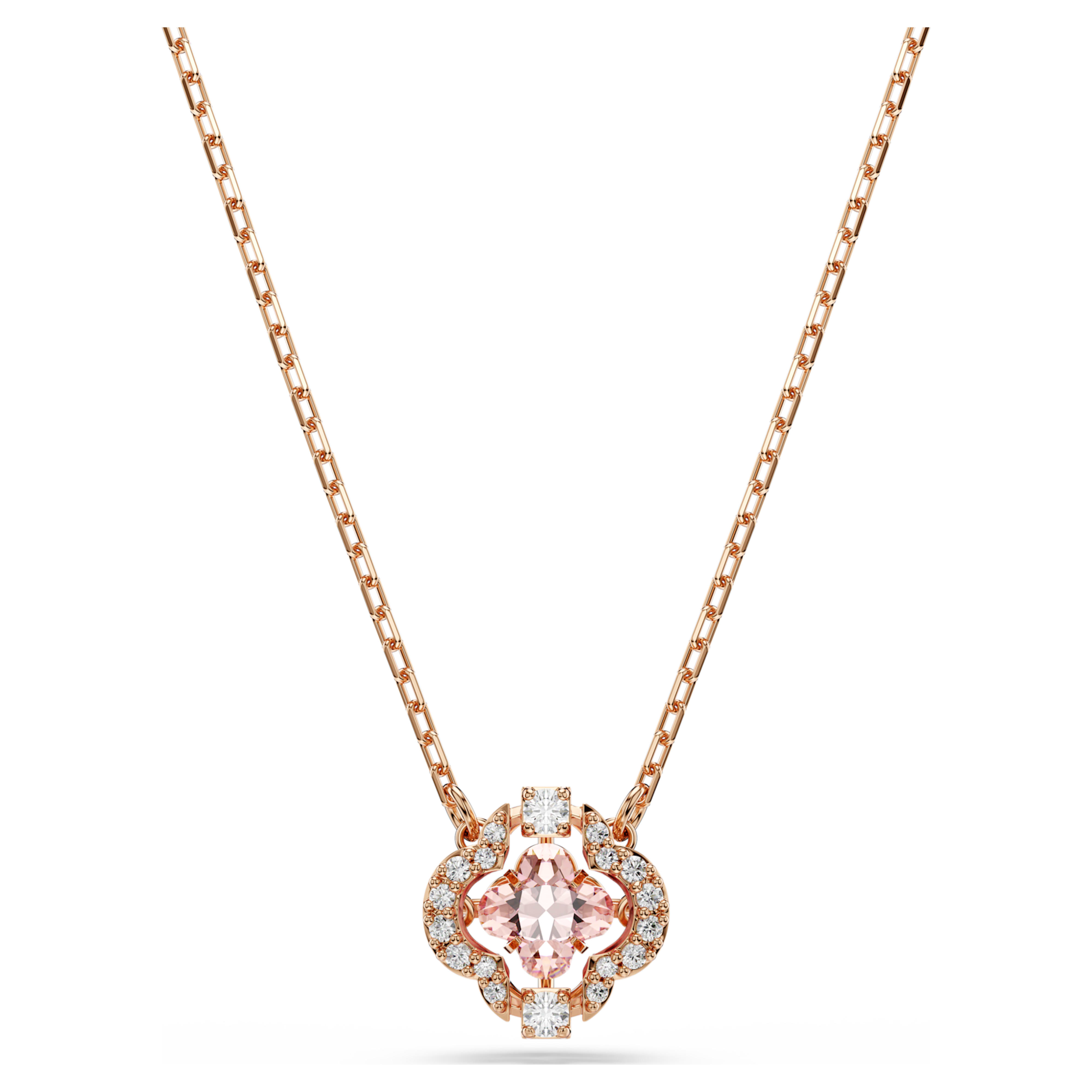 Swarovski Una Necklace, Clover, Pink, Rose Gold-Tone Plated 