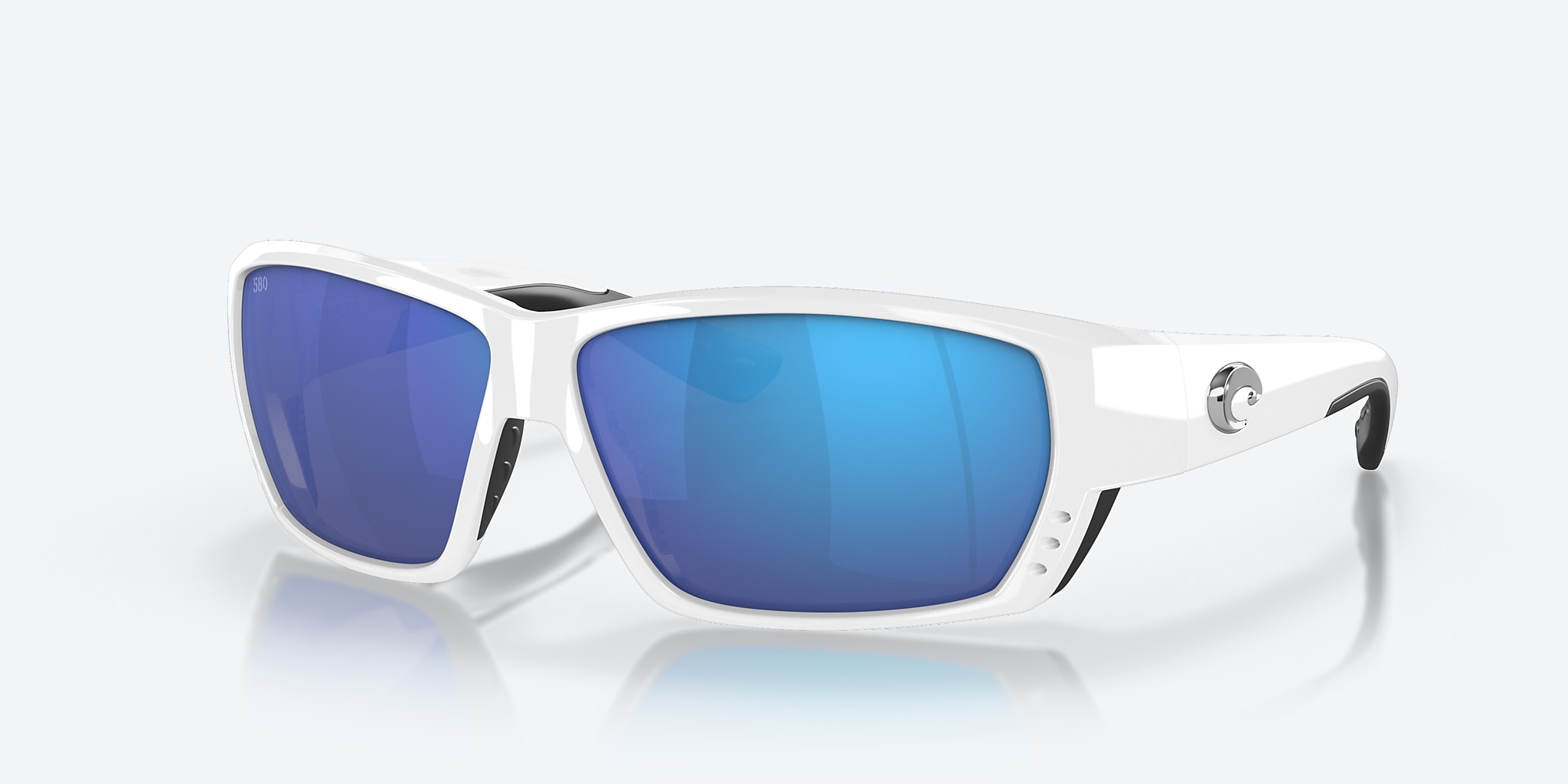 Costa Del Mar Tuna Alley White/Blue Mirror 580G Polarized XL 62 mm