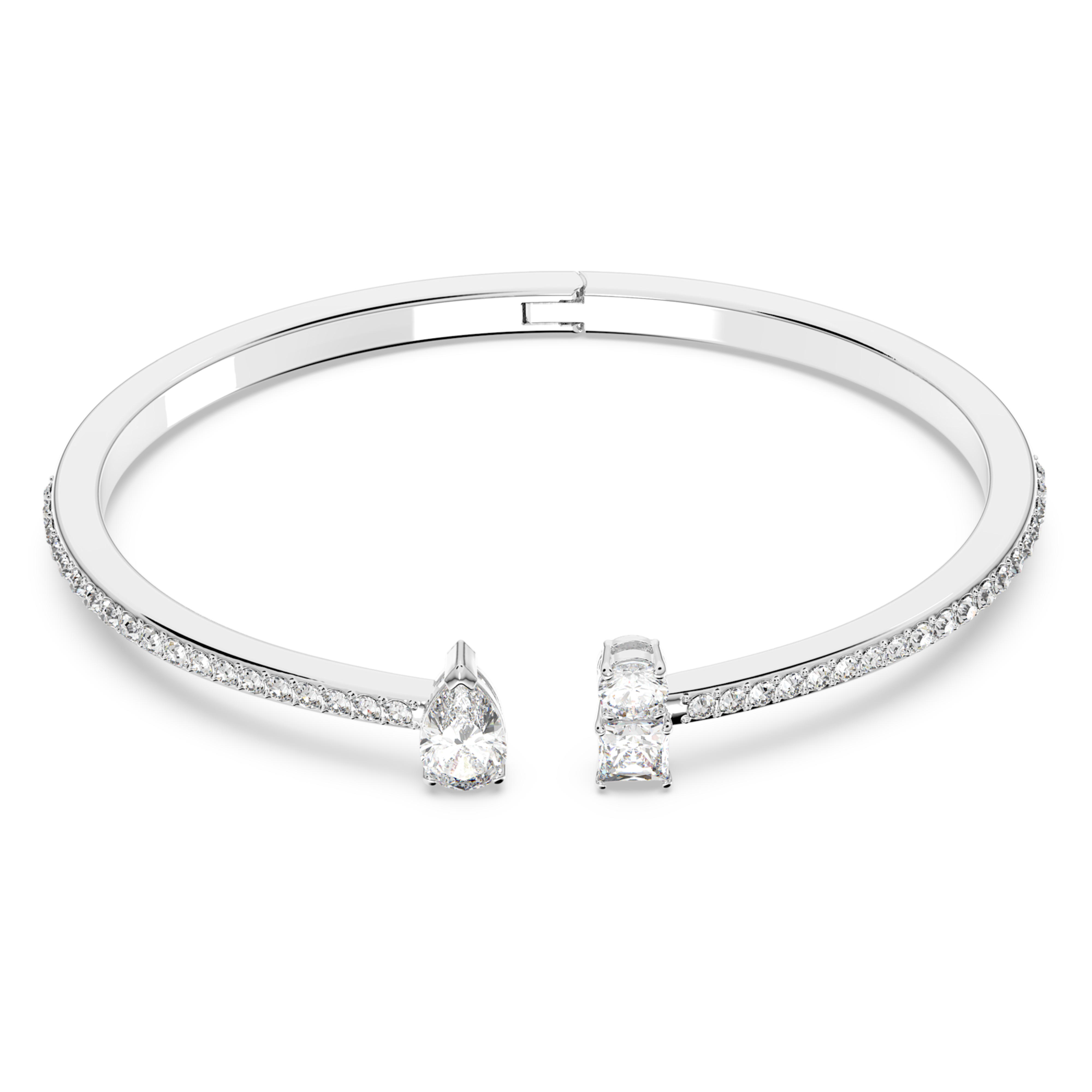 Swarovski Mesmera Attract Cuff Mixed Cuts, White, Rhodium Plated