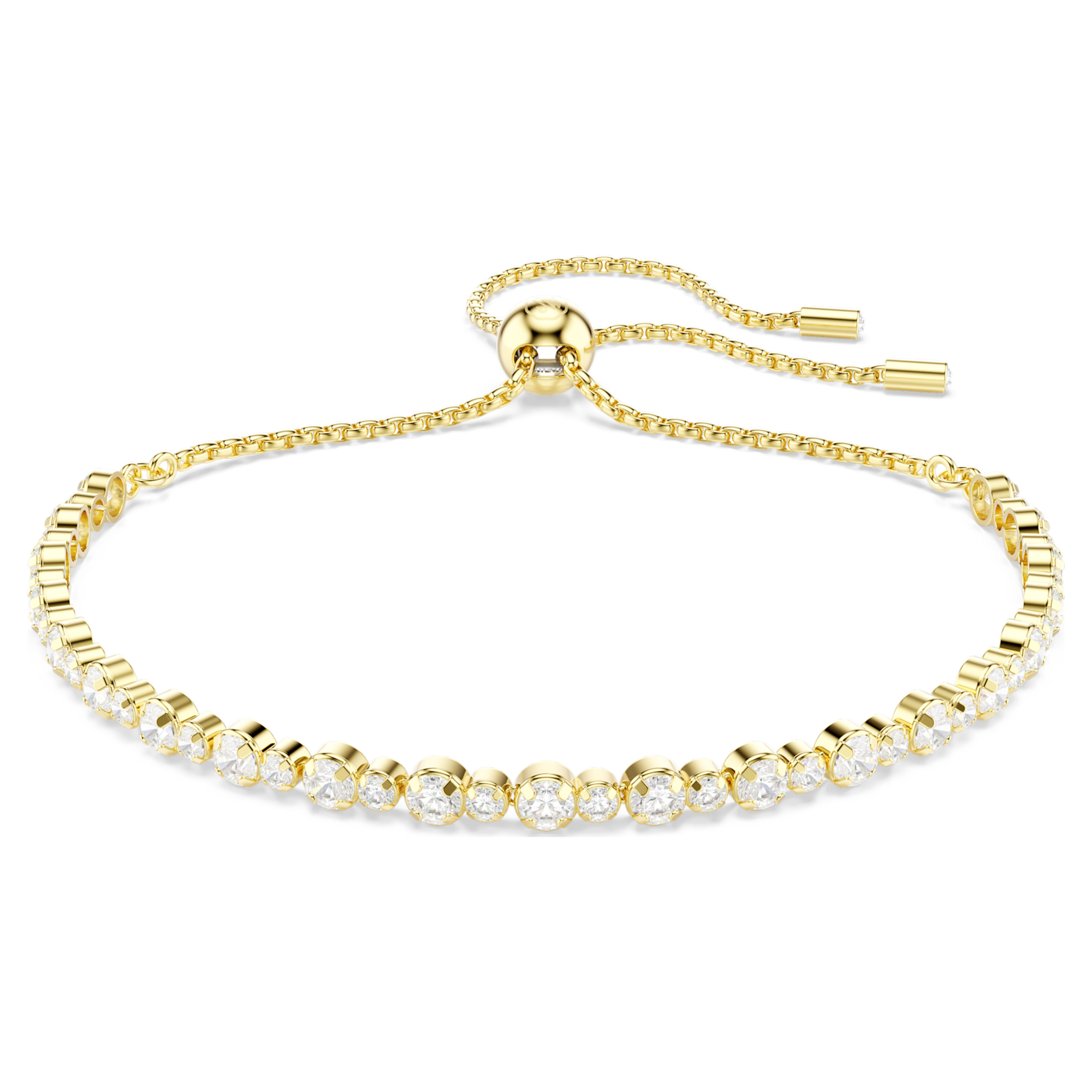 Swarovski Matrix Tennis Bracelet, Round Cut, White, Gold-Tone