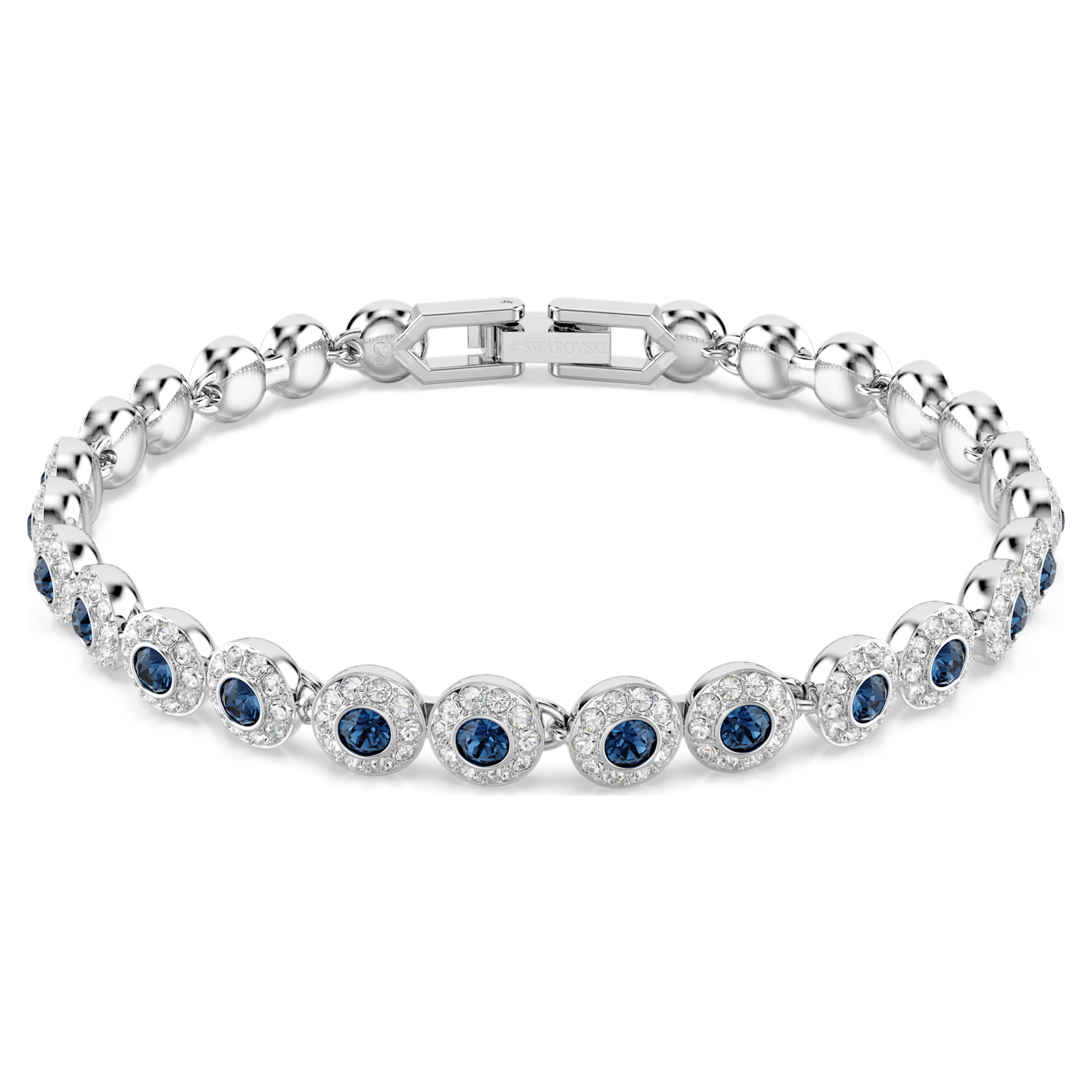 Swarovski Una Angelic Bracelet, Round Cut, Blue, Rhodium Plated