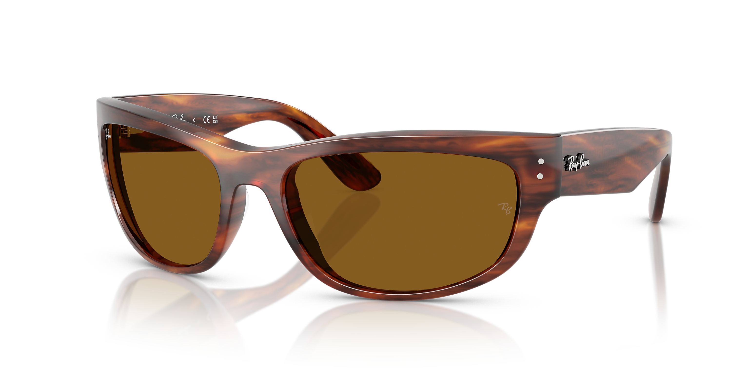 Ray-Ban Mega Balorama Striped Havana/B-15 Brown 63mm Sunglasses