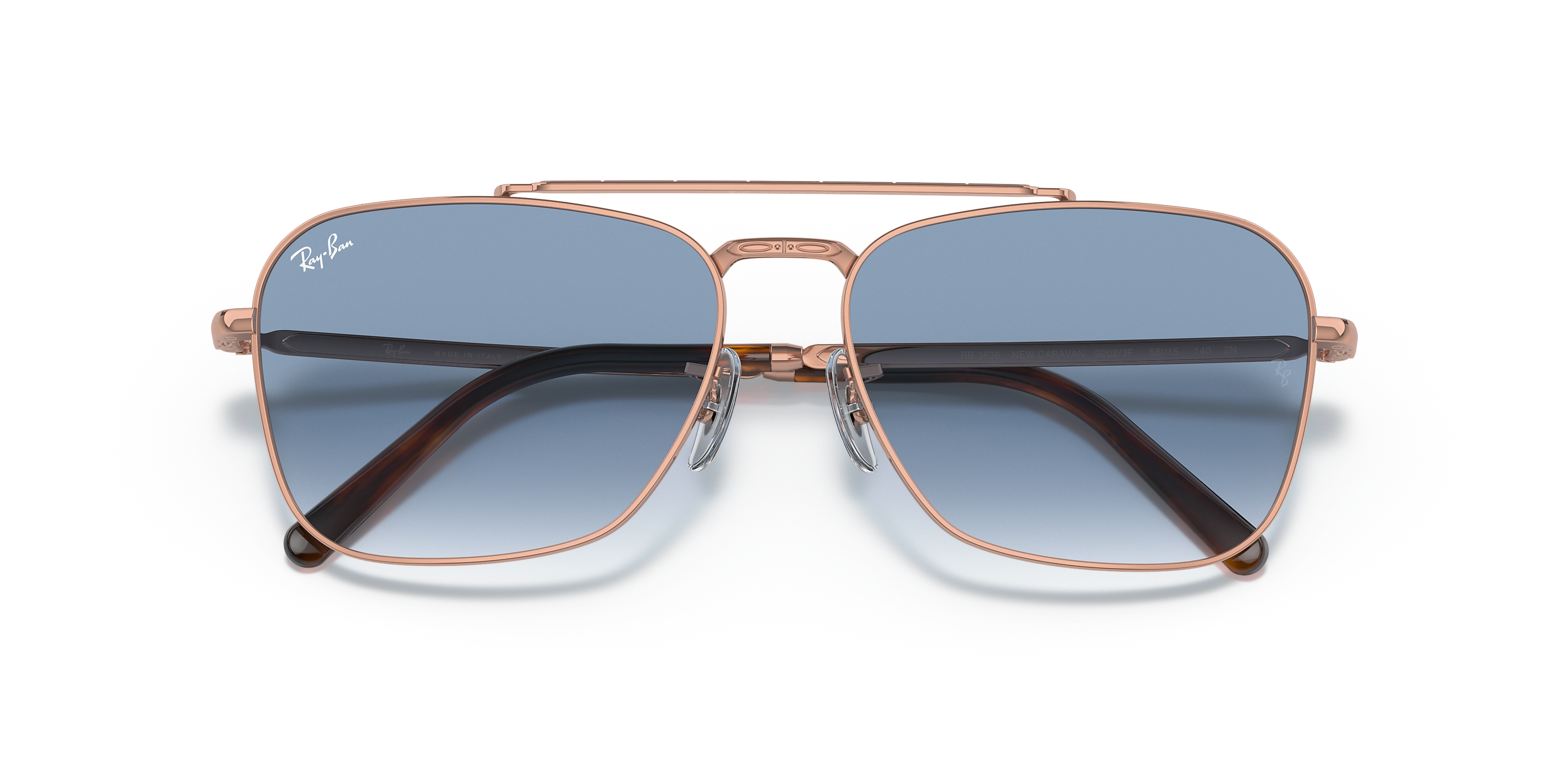 Ray-Ban New Caravan Rose Gold/Light Blue 58 mm Sunglasses RB3636