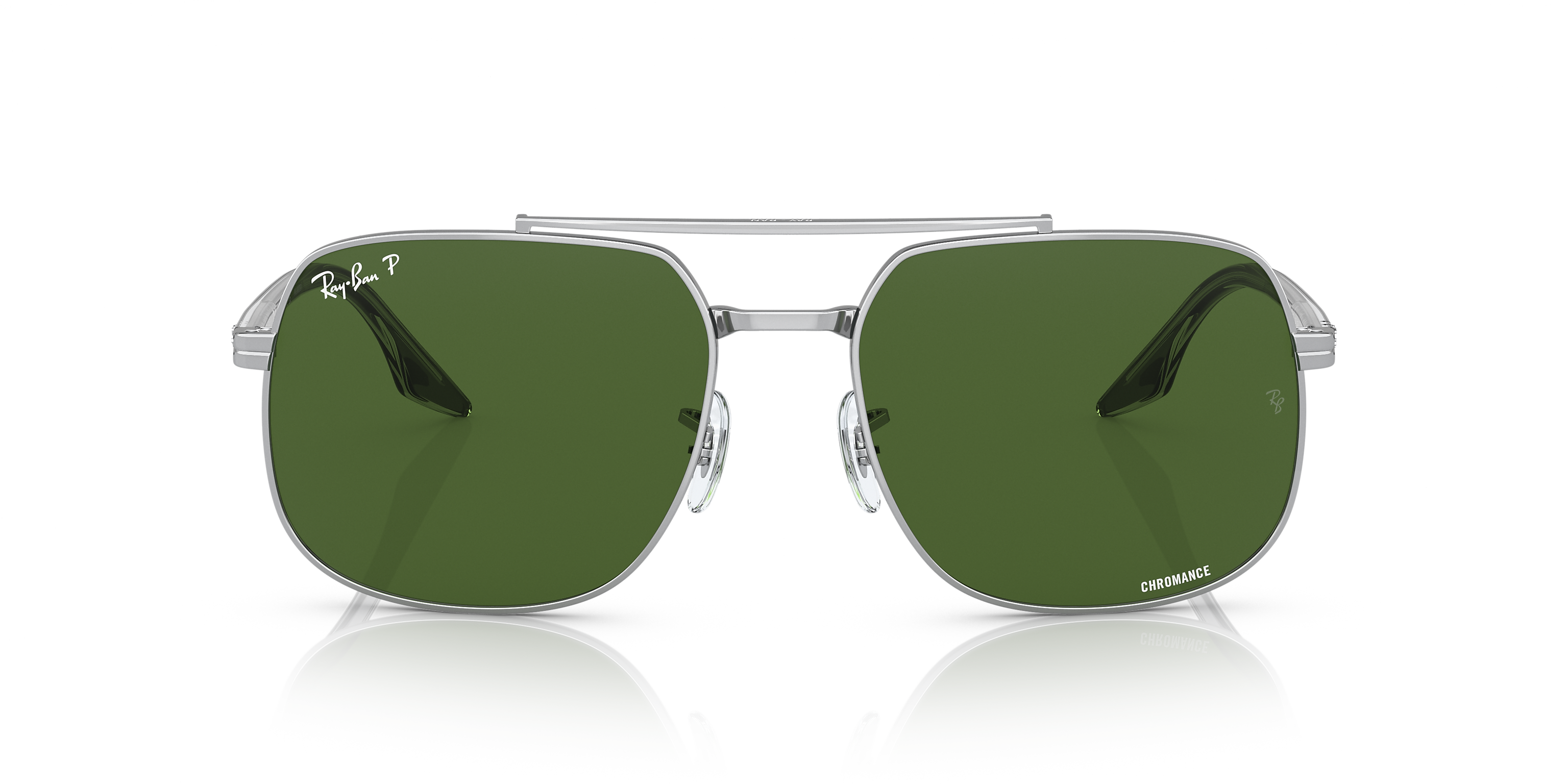 Ray-Ban RB3699 Polished Silver/Dark Green Polarized Chromance 59