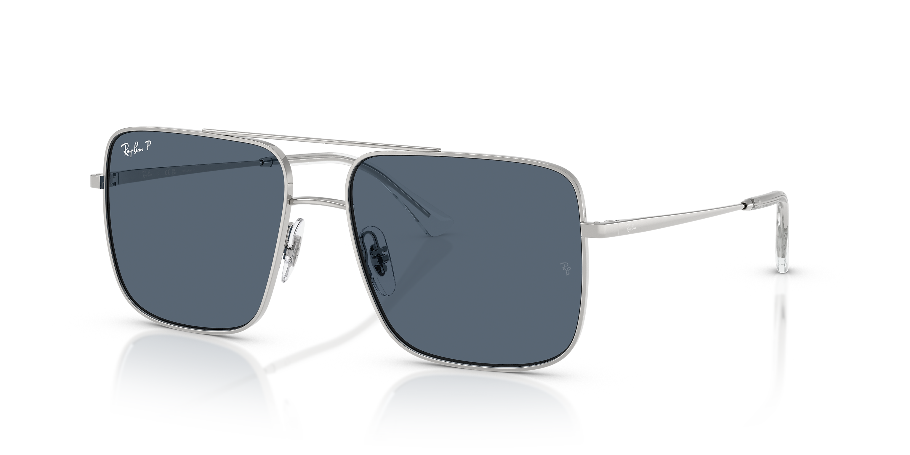 Ray-Ban Women’s Hexagonal Sunglasses - “Polished Silver” Frame, Blue Lenses used Ray-Ban Silver Blue Sunglasses for Men for sale | eBay main image 2