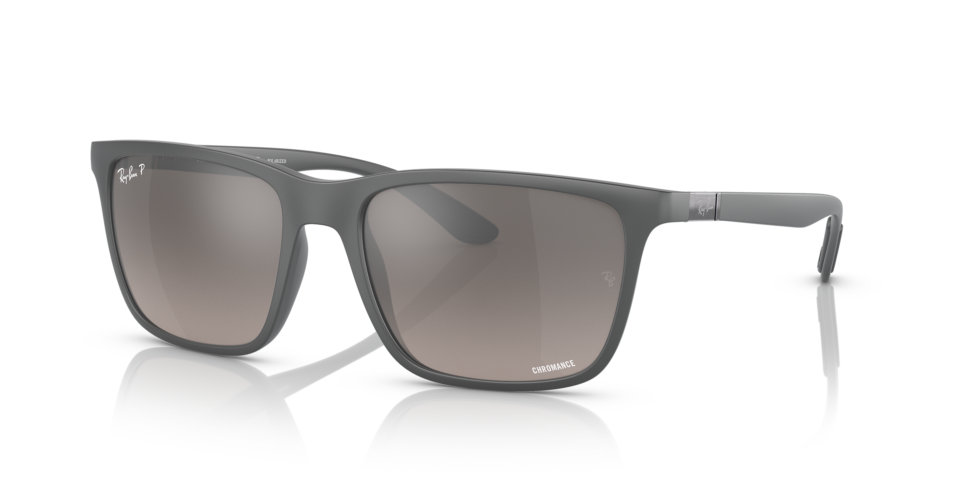 美品✨RayBan RB4385 CHROMANCE 偏光　ミラーレンズ　グレー Ray-Ban RB4385 Matte Grey/Grey Chromance Polarized 58mm Sunglasses