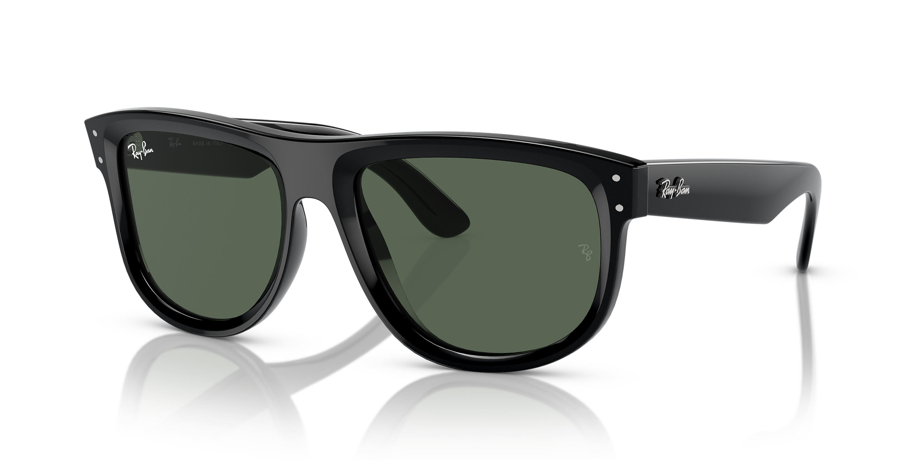 Ray-Ban BOYFRIEND サングラス ケース付き Ray-Ban Boyfriend Reverse Black/G-15 Green 56mm Sunglasses